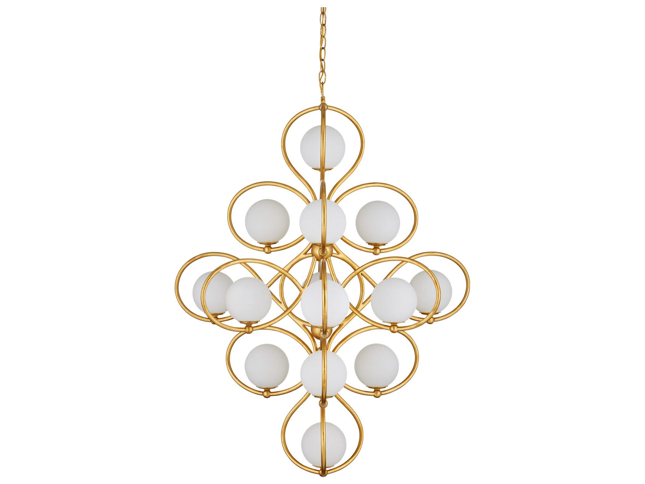 Currey & Company Storrs 14-Light Gold Globe Geometric Chandelier