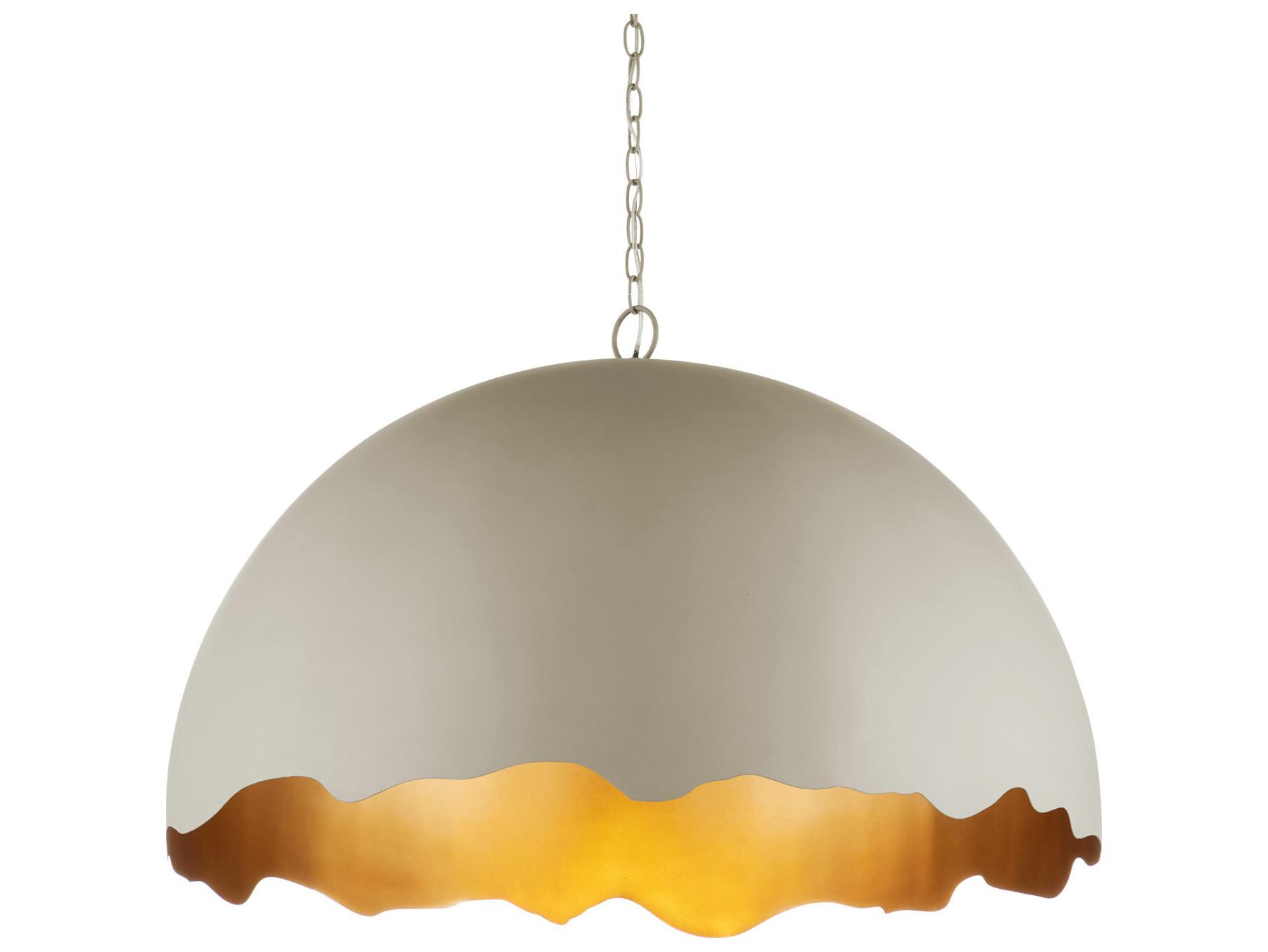 Currey & Company Tamago 1-Light Smoky Olive Contemporary Gold Gray Dome Pendant
