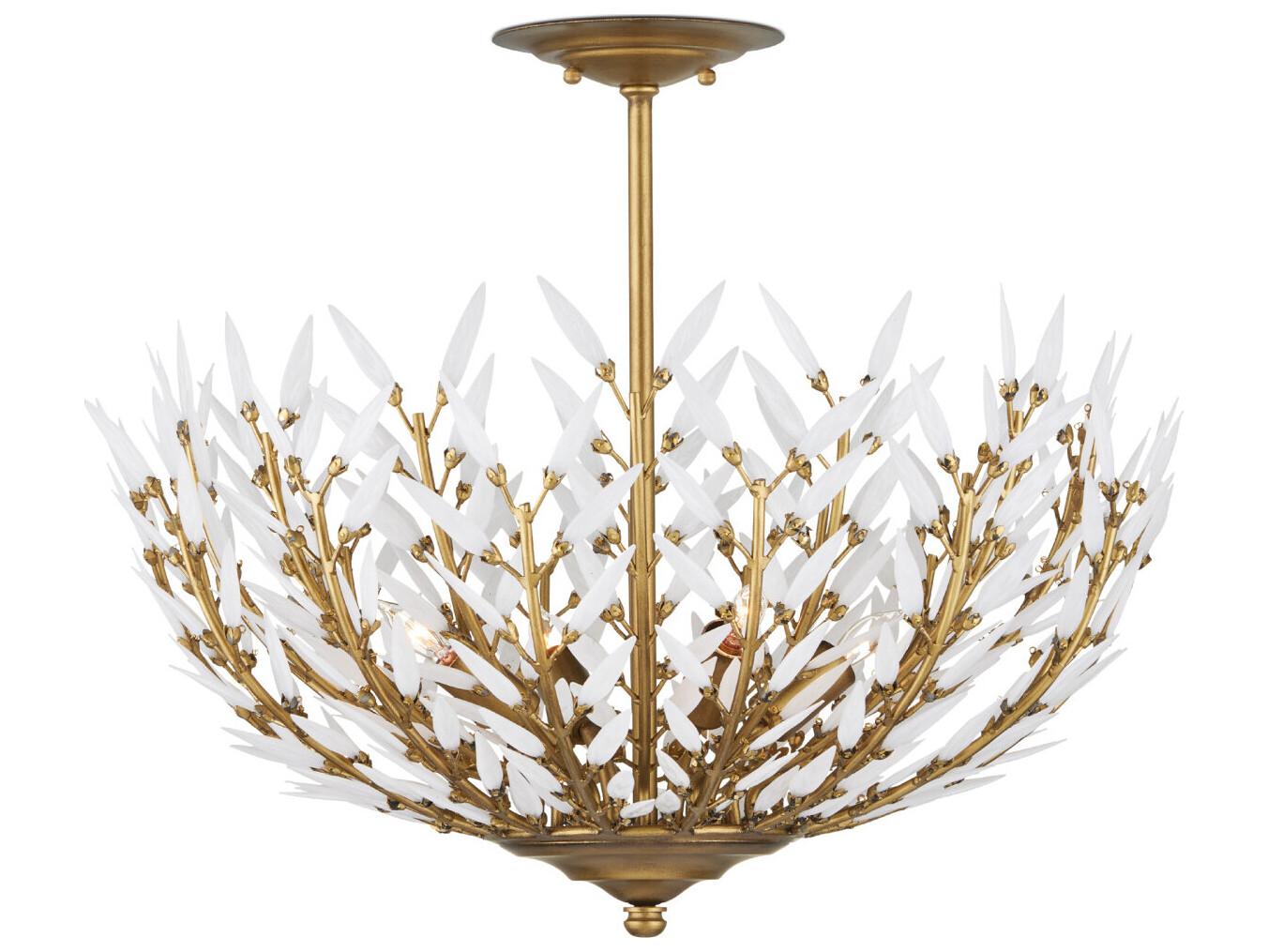 Currey & Company Magnum 4-Light Brass Bowl Semi Flush Mount