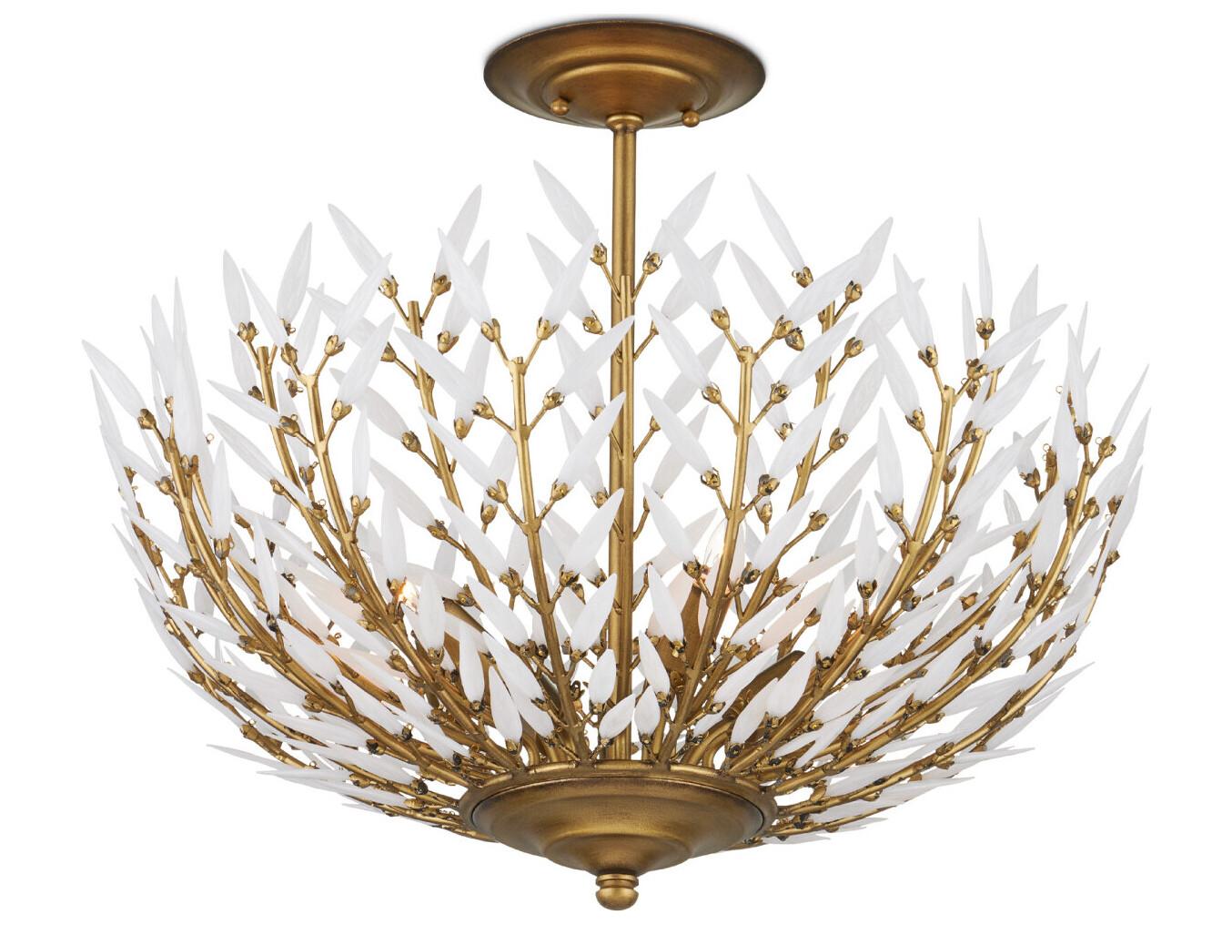 Currey & Company Magnum 4-Light Brass Bowl Semi Flush Mount