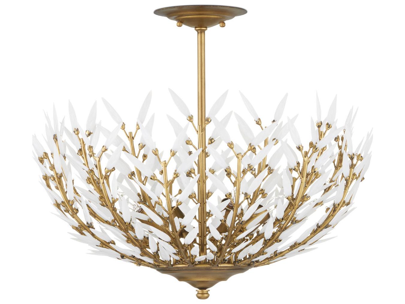 Currey & Company Magnum 4-Light Brass Bowl Semi Flush Mount