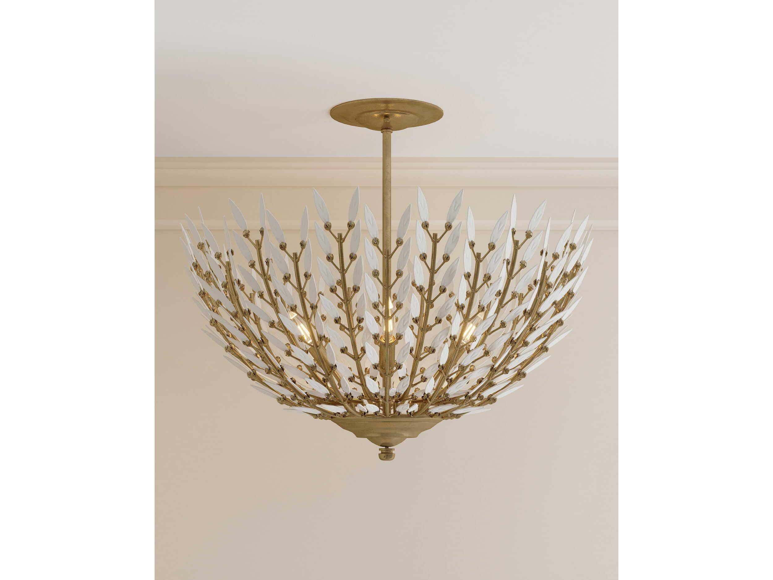 Currey & Company Magnum 4-Light Brass Bowl Semi Flush Mount