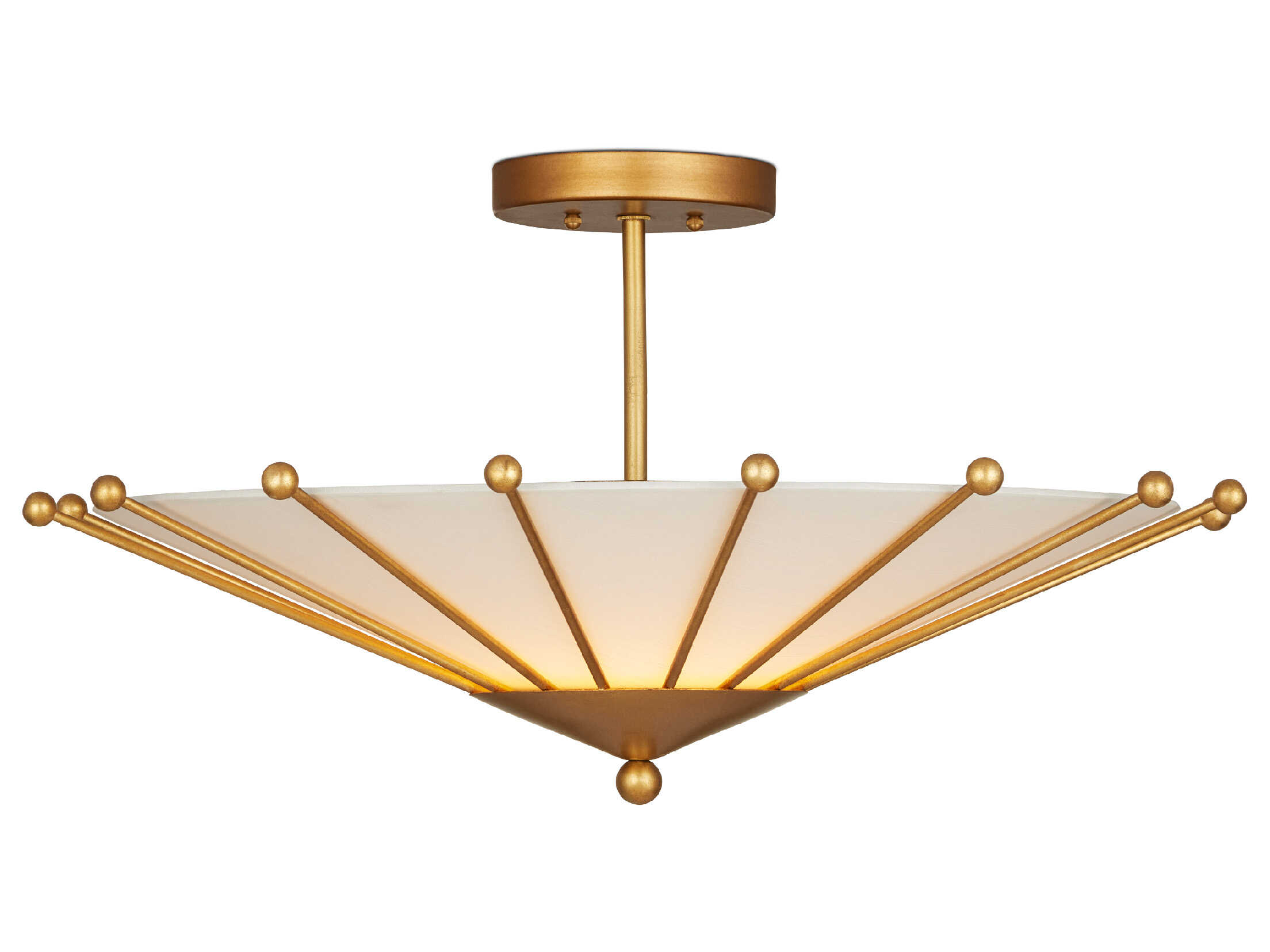 Currey & Company Epoch 1-Light Contemporary Gold Leaf Sugar White Semi Flush Mount