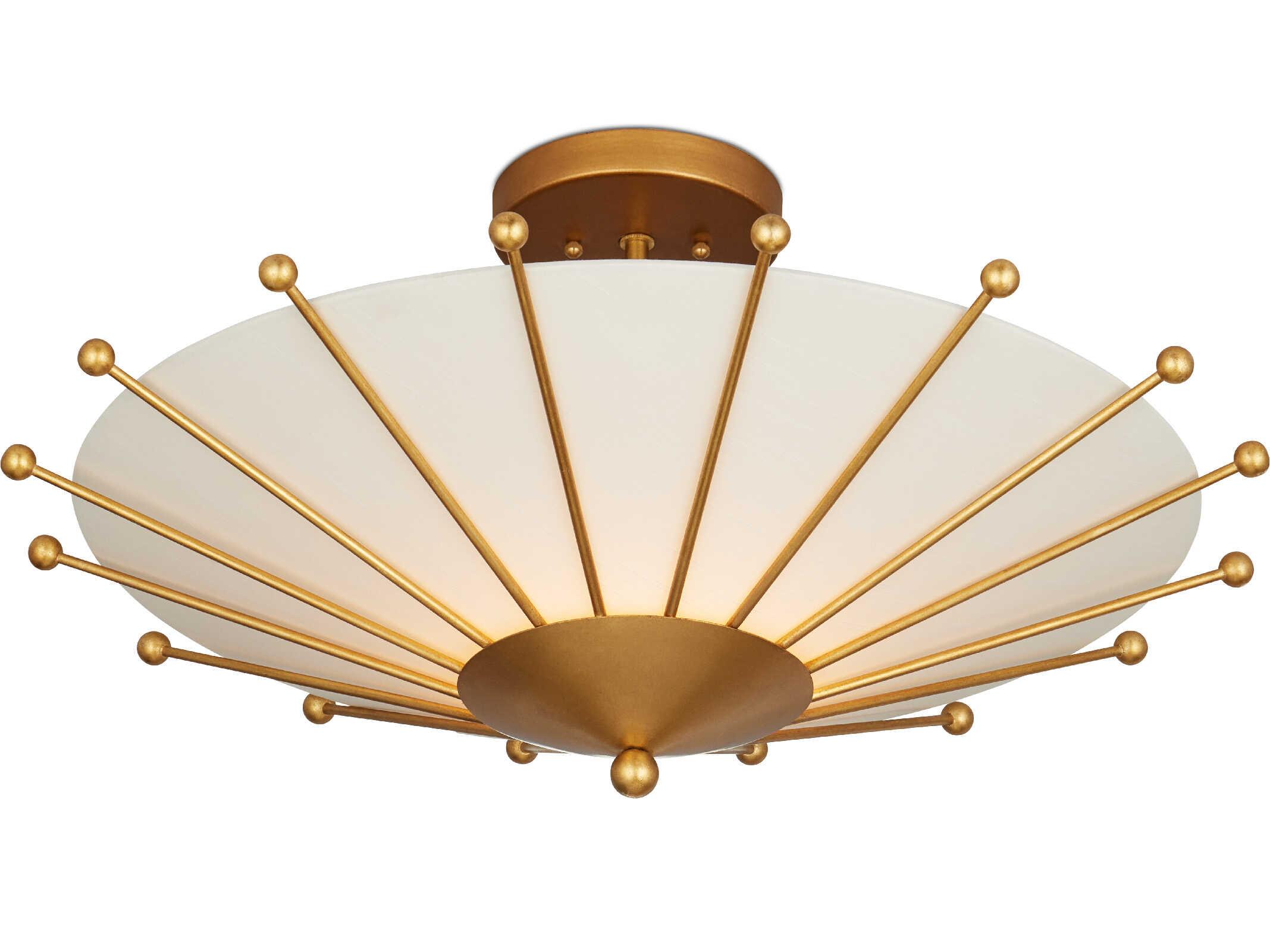 Currey & Company Epoch 1-Light Contemporary Gold Leaf Sugar White Semi Flush Mount
