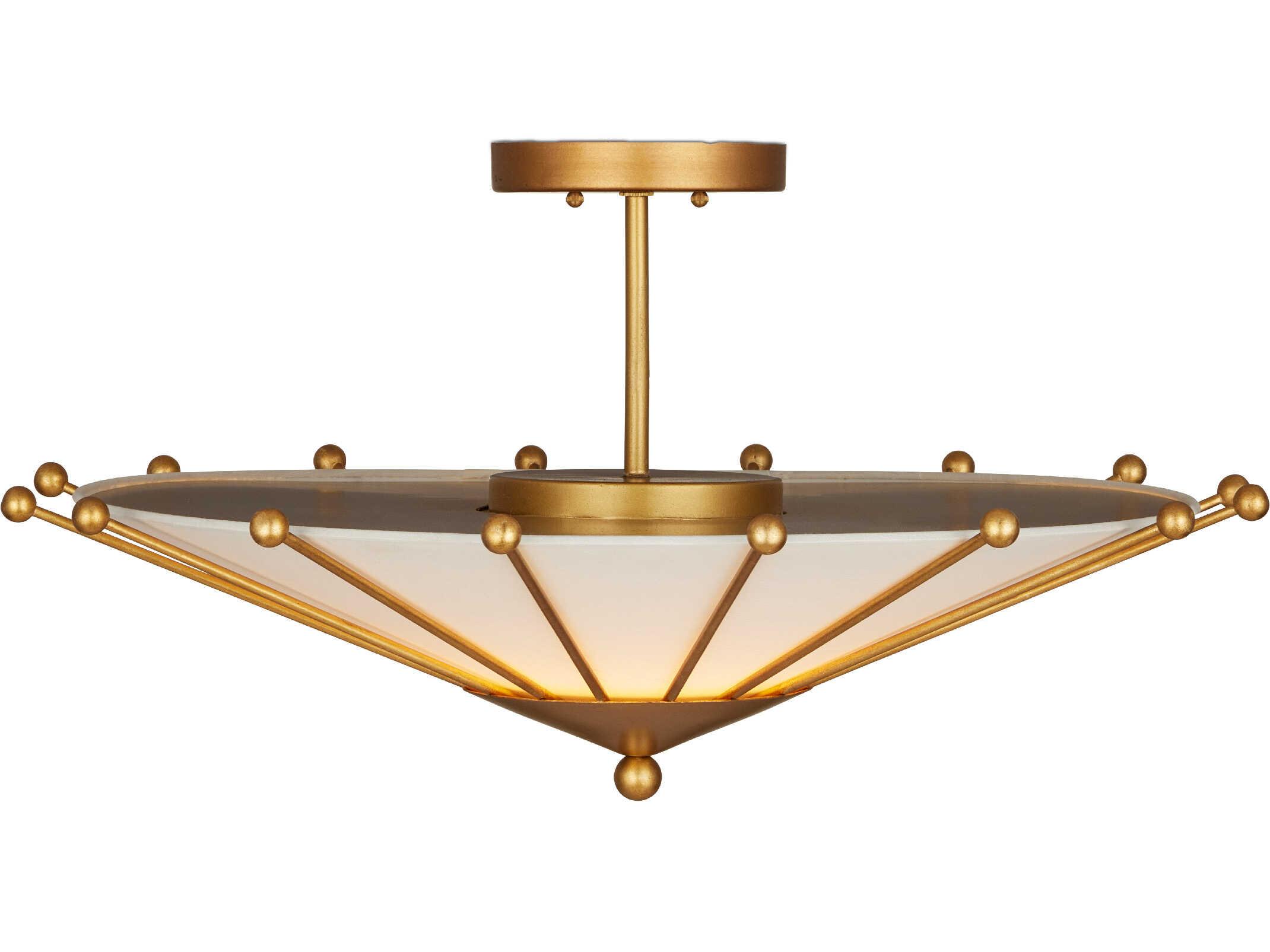 Currey & Company Epoch 1-Light Contemporary Gold Leaf Sugar White Semi Flush Mount