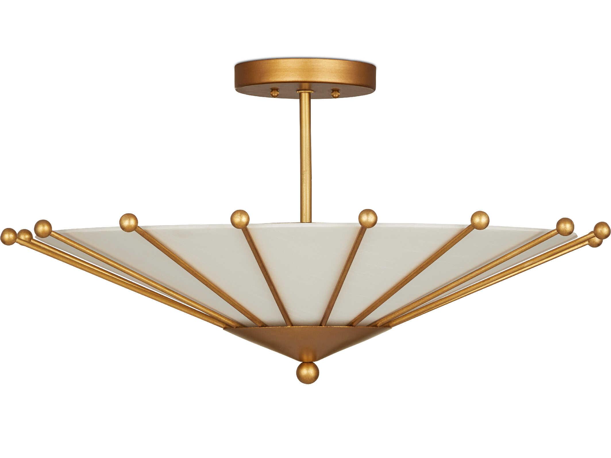 Currey & Company Epoch 1-Light Contemporary Gold Leaf Sugar White Semi Flush Mount