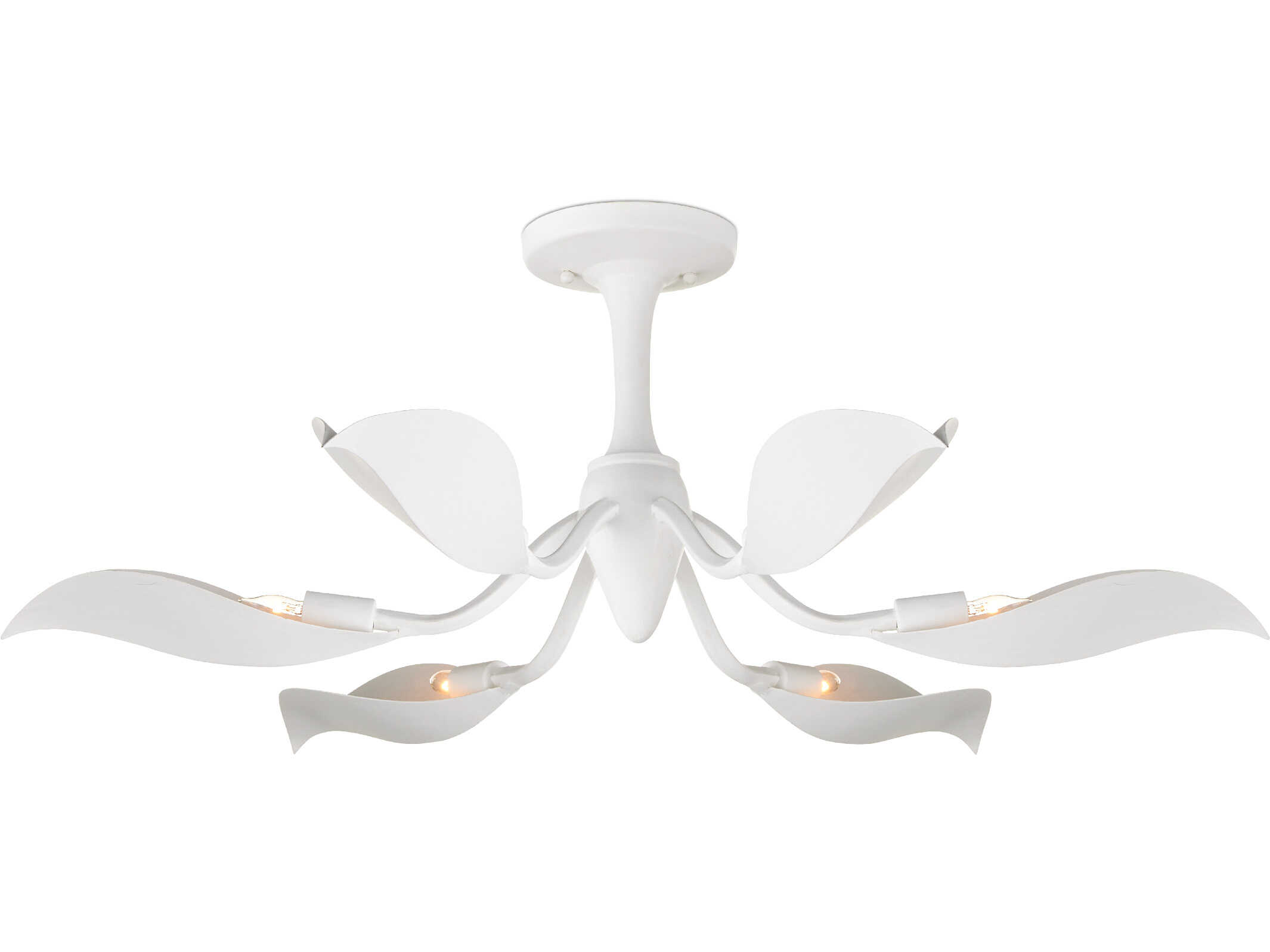 Currey & Company Snowflower 6-Light Gesso White Semi Flush Mount