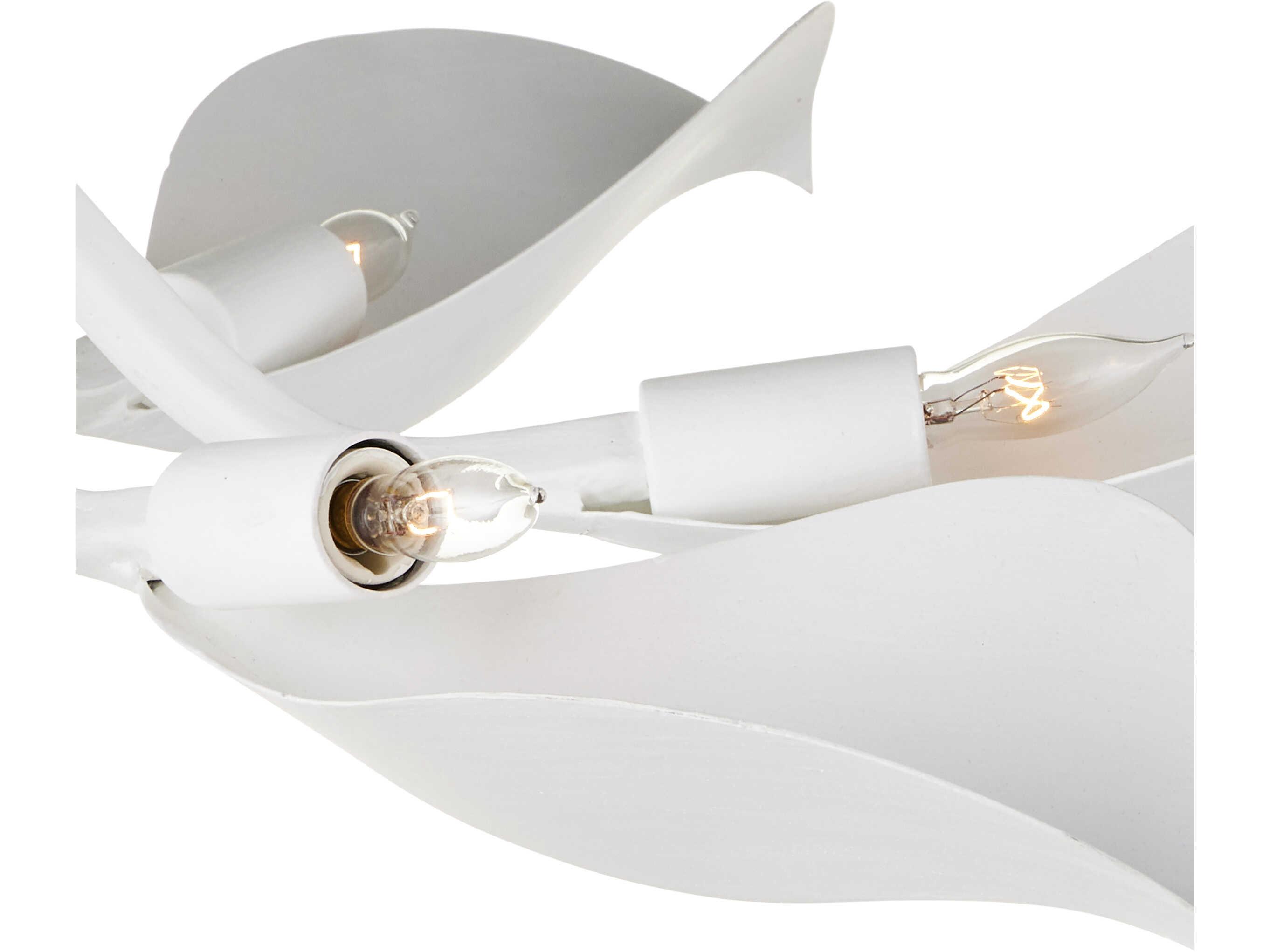 Currey & Company Snowflower 6-Light Gesso White Semi Flush Mount