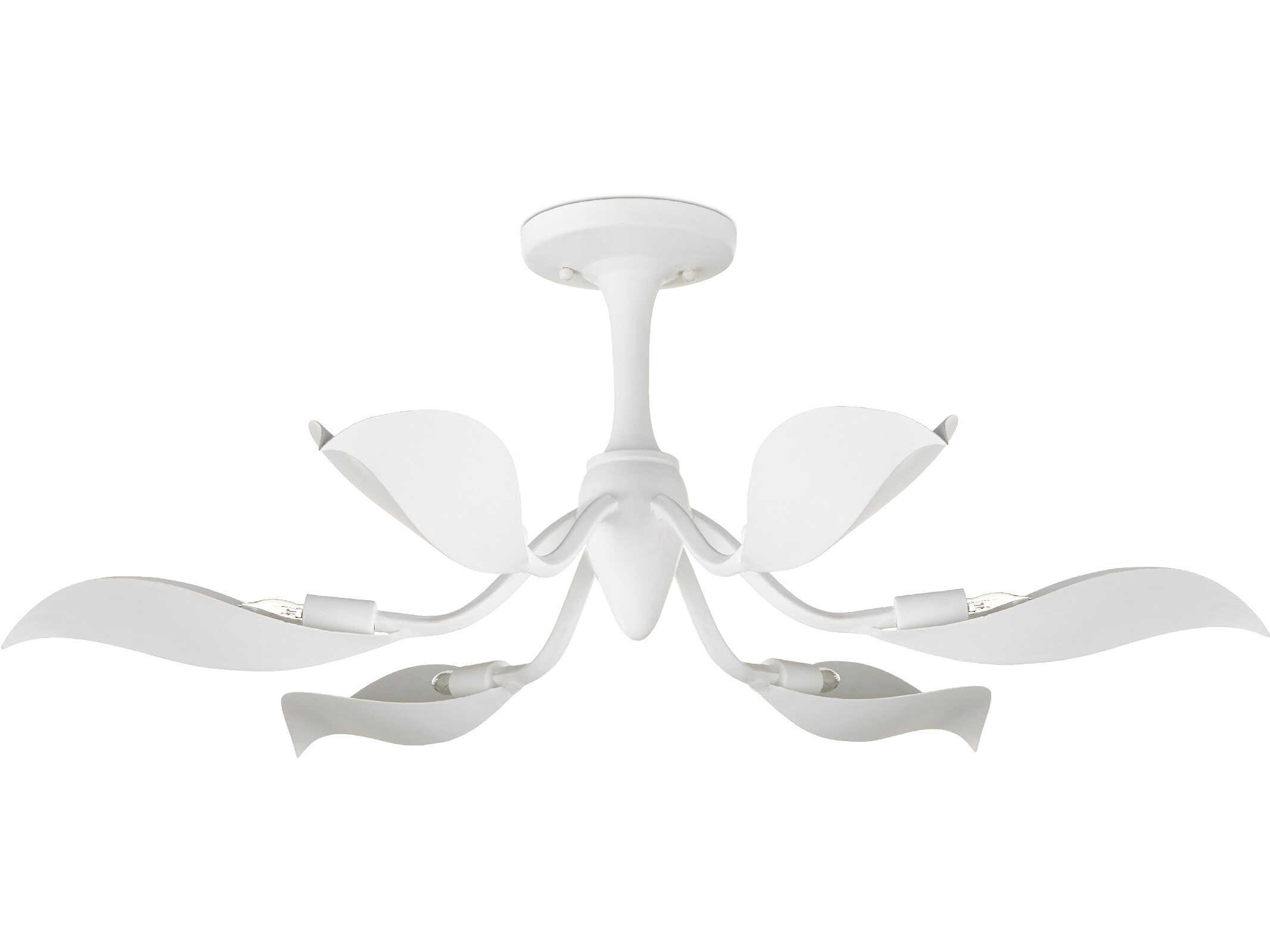 Currey & Company Snowflower 6-Light Gesso White Semi Flush Mount