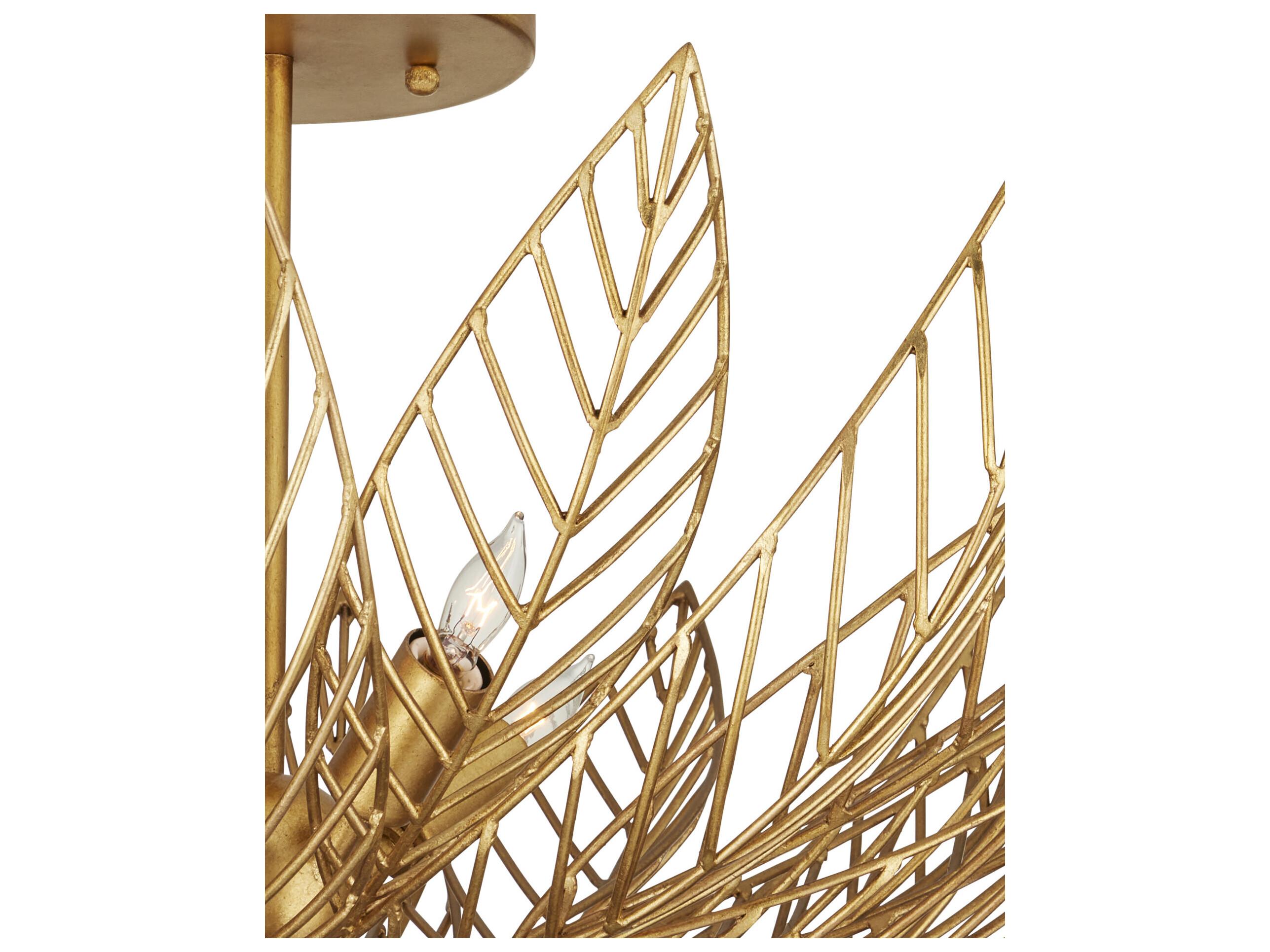 Currey & Company Leaflace 4-Light Gold Bowl Semi Flush Mount