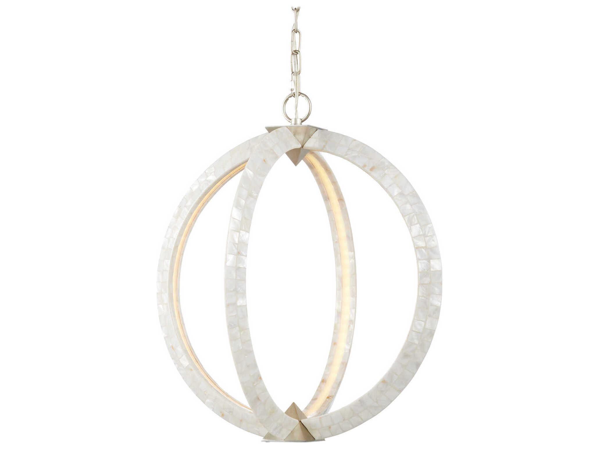 Currey & Company Arietta 4-Light Pearl Silver Globe Chandelier