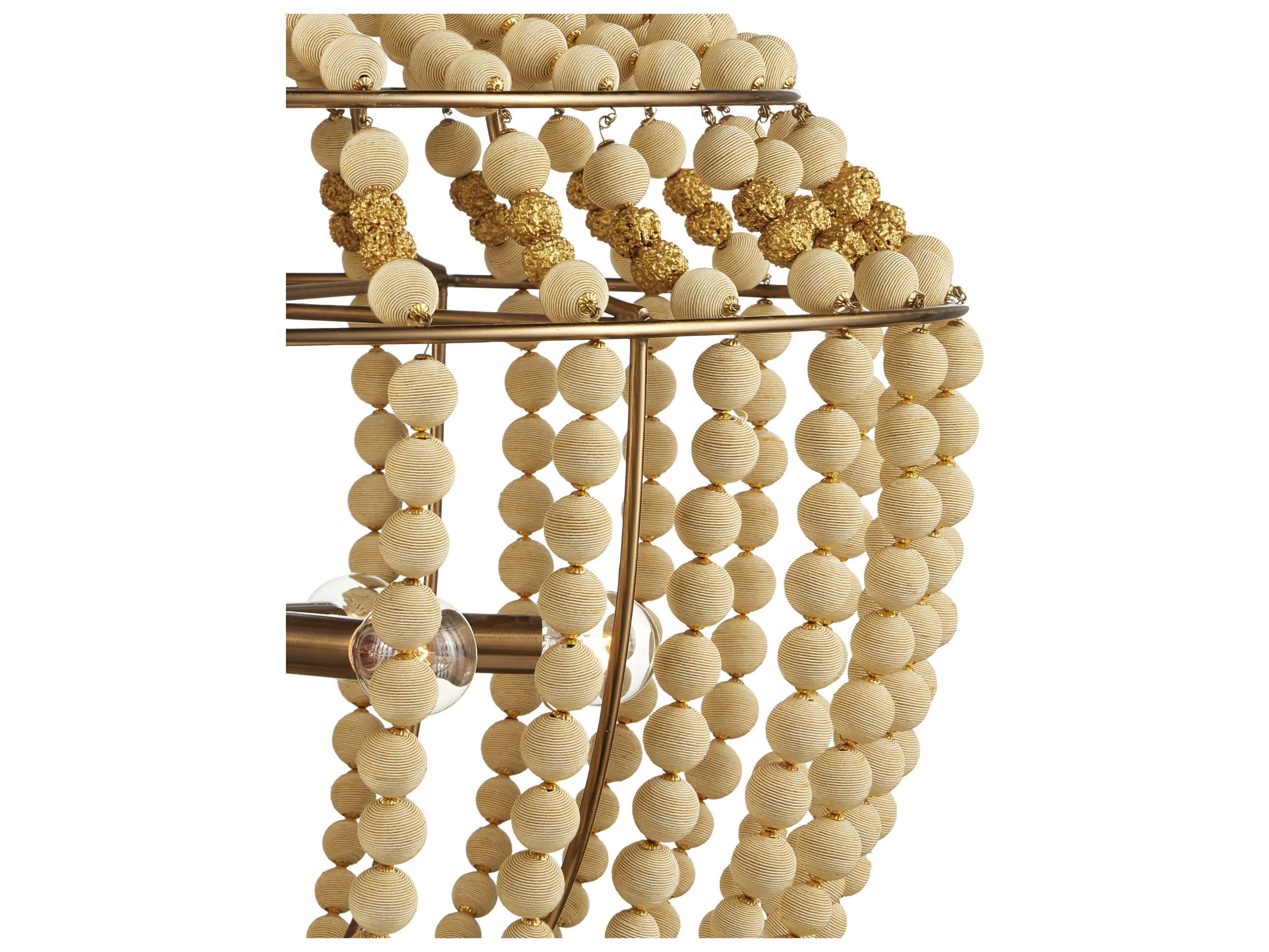 Currey & Company Penelope 6-Light Beige Antique Brass Empire Chandelier