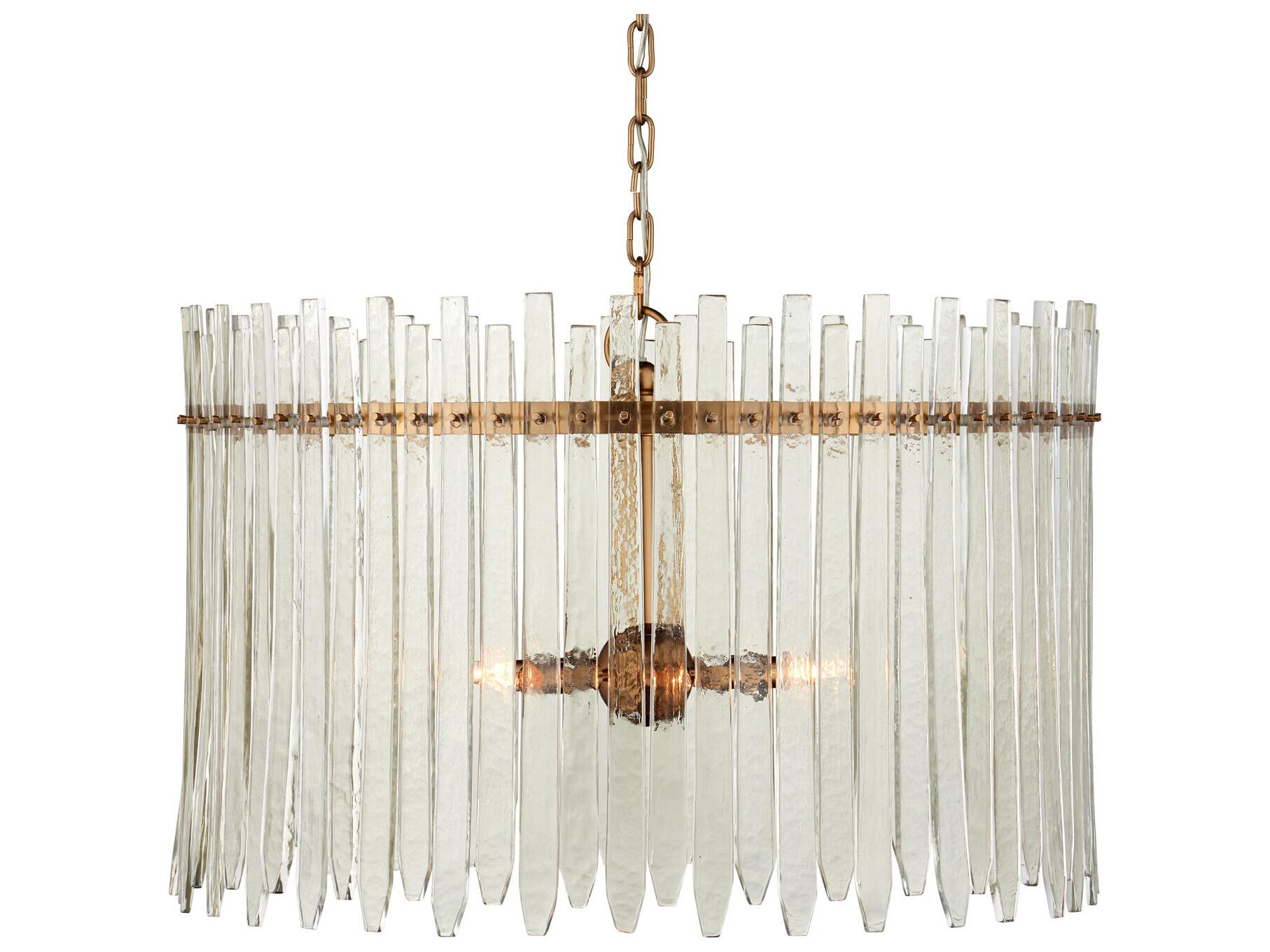 Currey & Company Electra 6-Light Clear Antique Brass Drum Chandelier