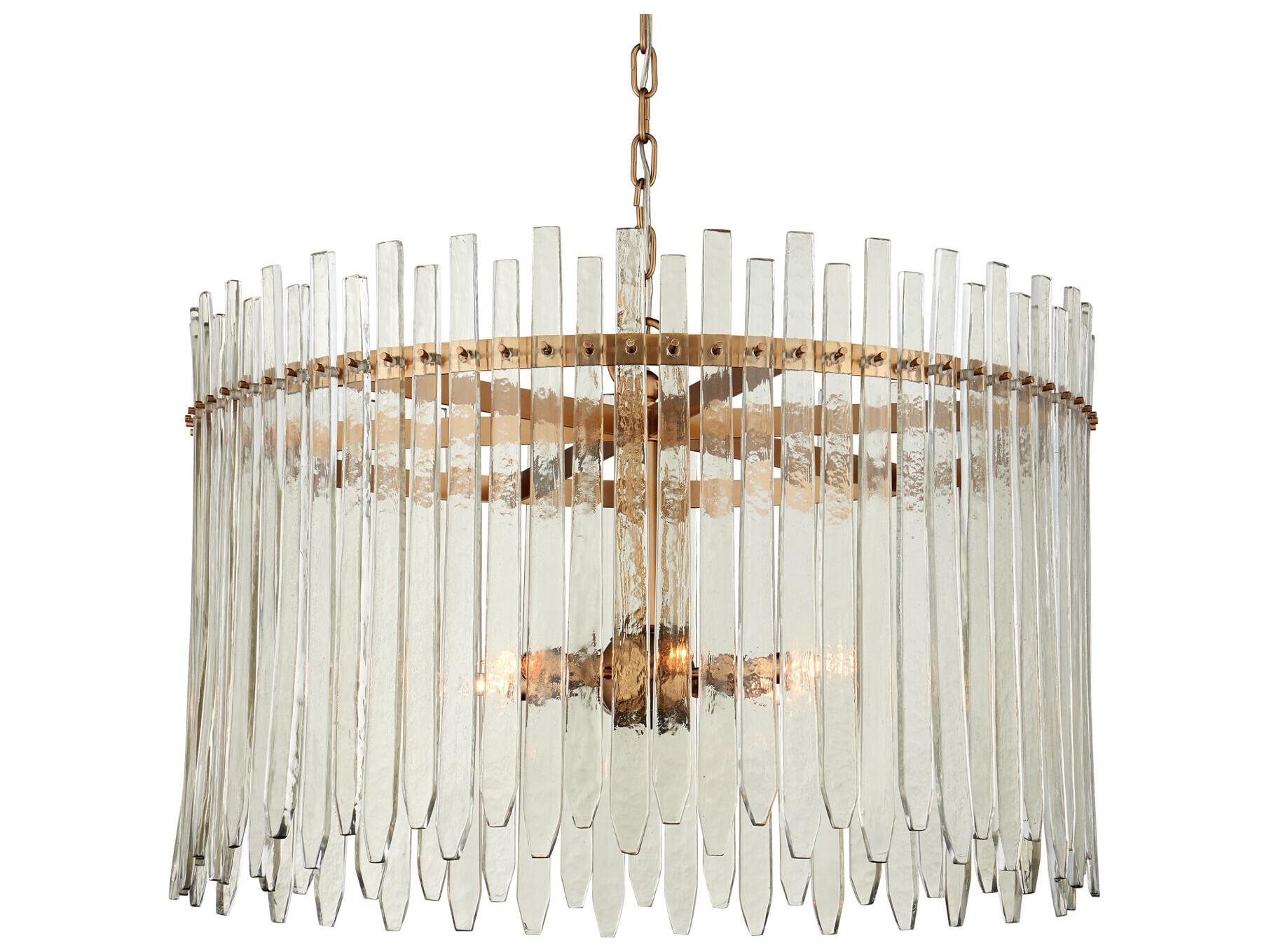 Currey & Company Electra 6-Light Clear Antique Brass Drum Chandelier