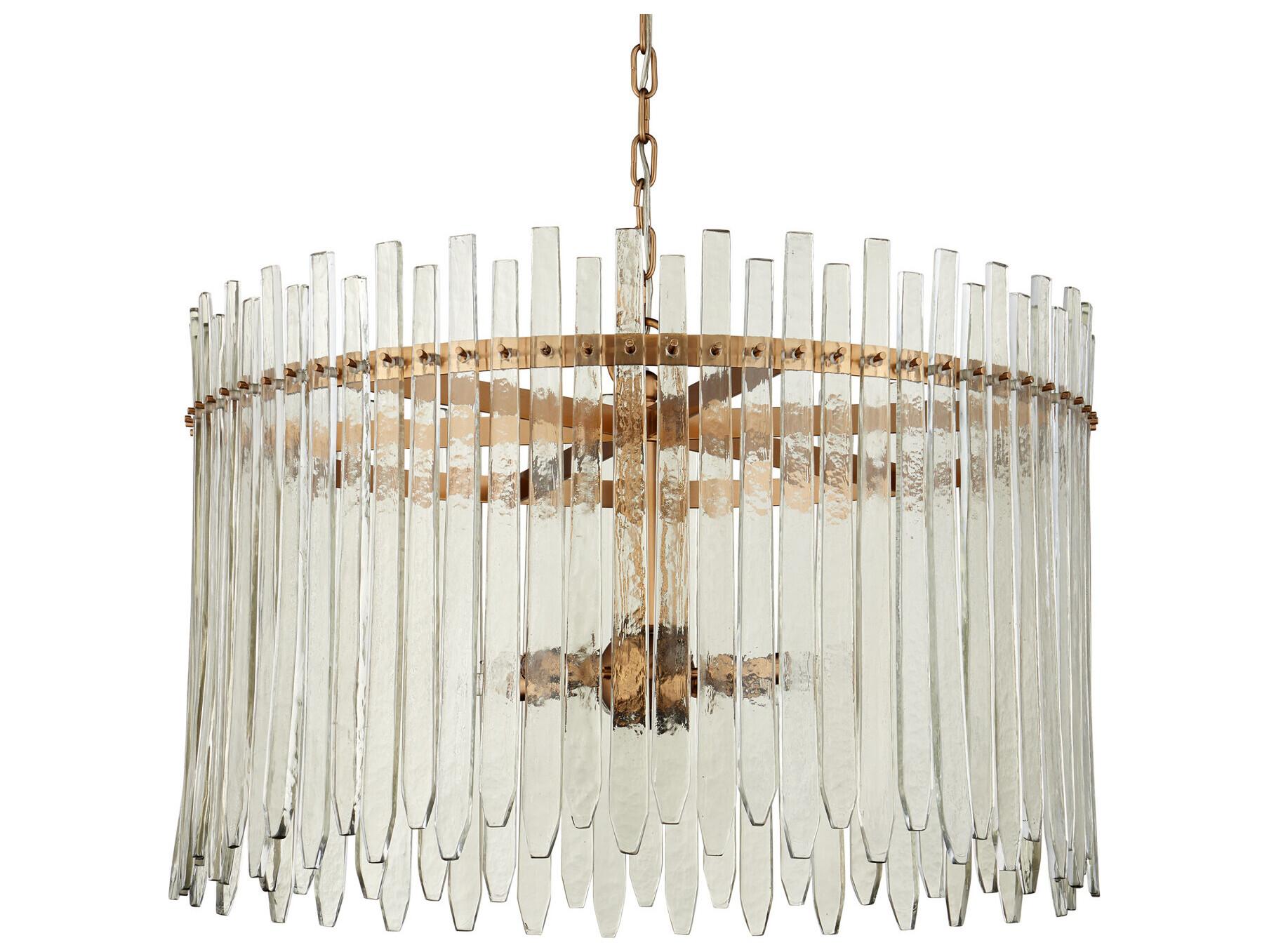 Currey & Company Electra 6-Light Clear Antique Brass Drum Chandelier