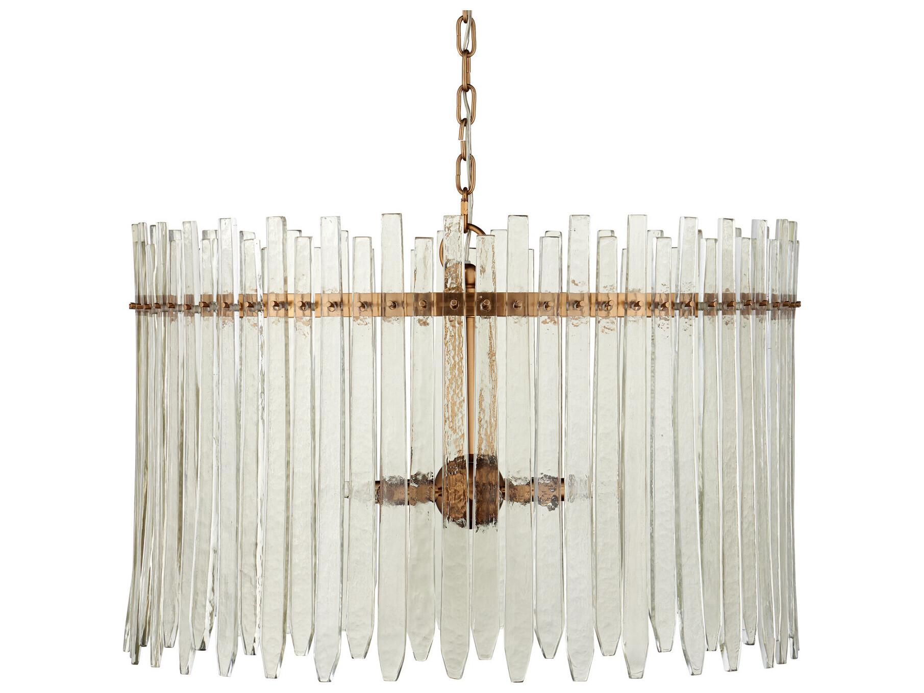 Currey & Company Electra 6-Light Clear Antique Brass Drum Chandelier