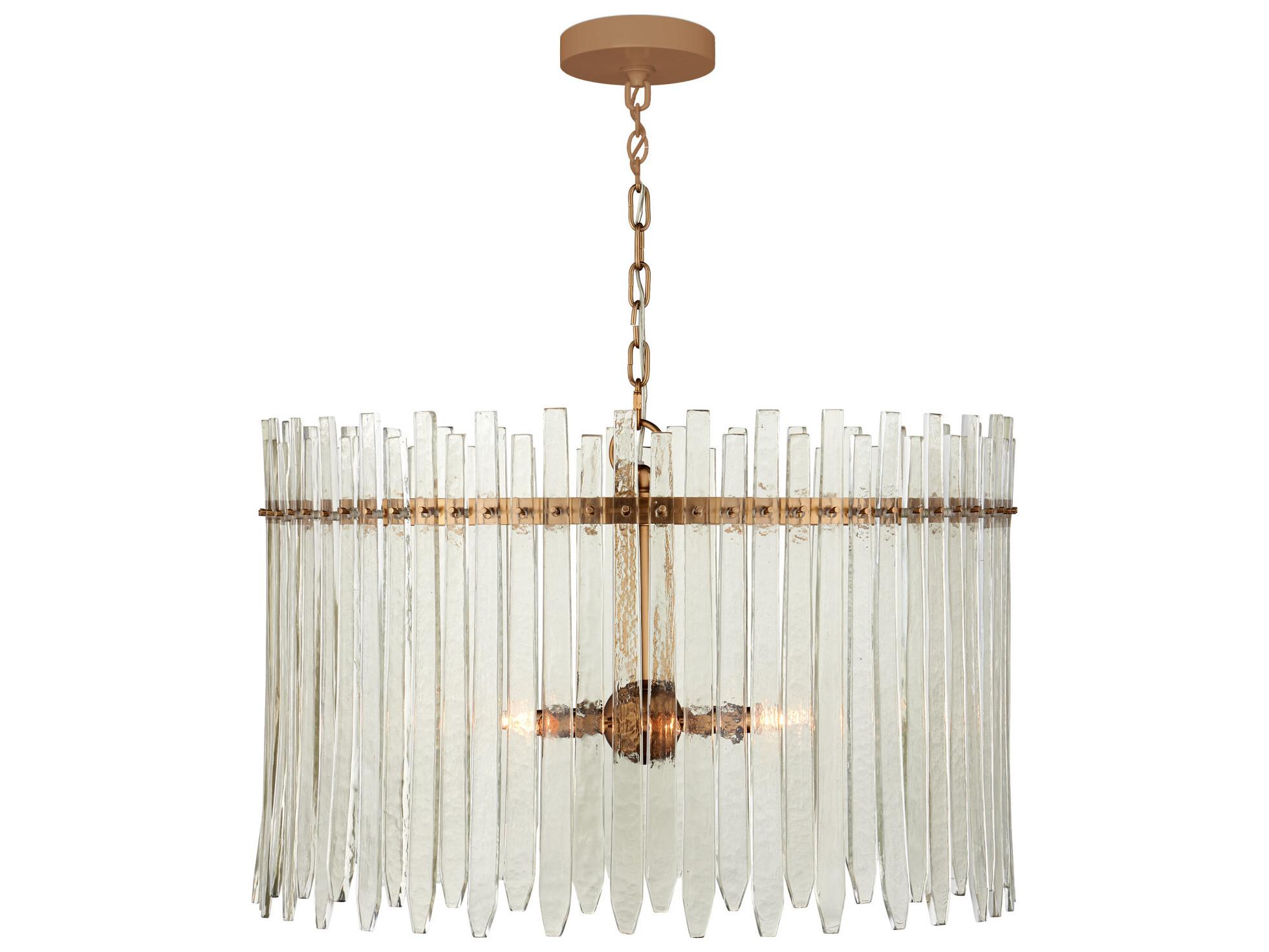 Currey & Company Electra 6-Light Clear Antique Brass Drum Chandelier