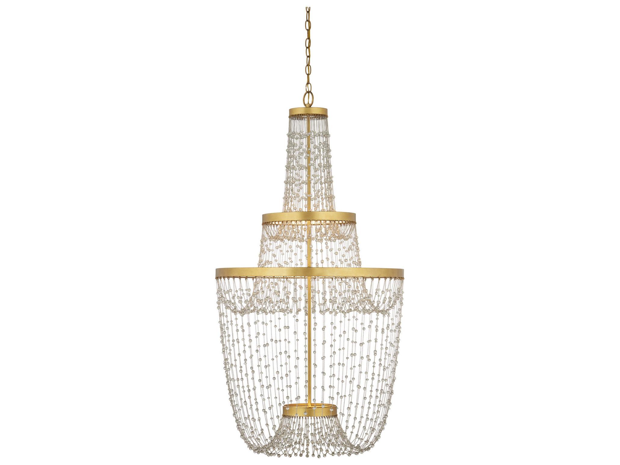 Currey & Company Mademoiselle 3-Light Polished Gold Tiered Chandelier