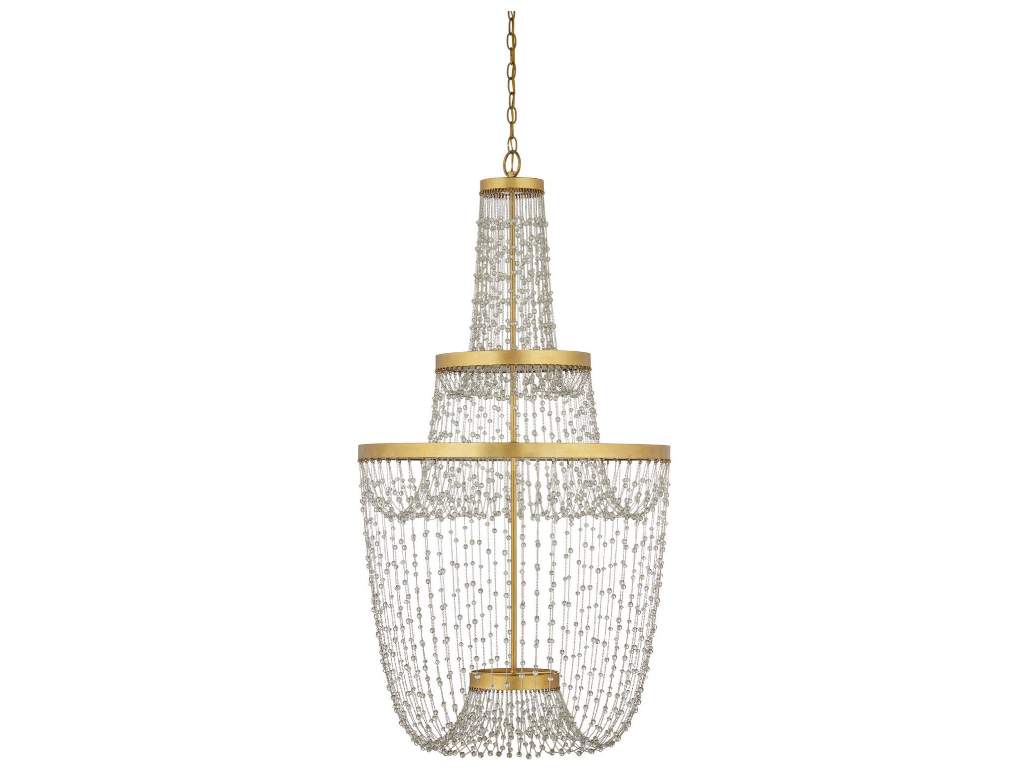Currey & Company Mademoiselle 3-Light Polished Gold Tiered Chandelier