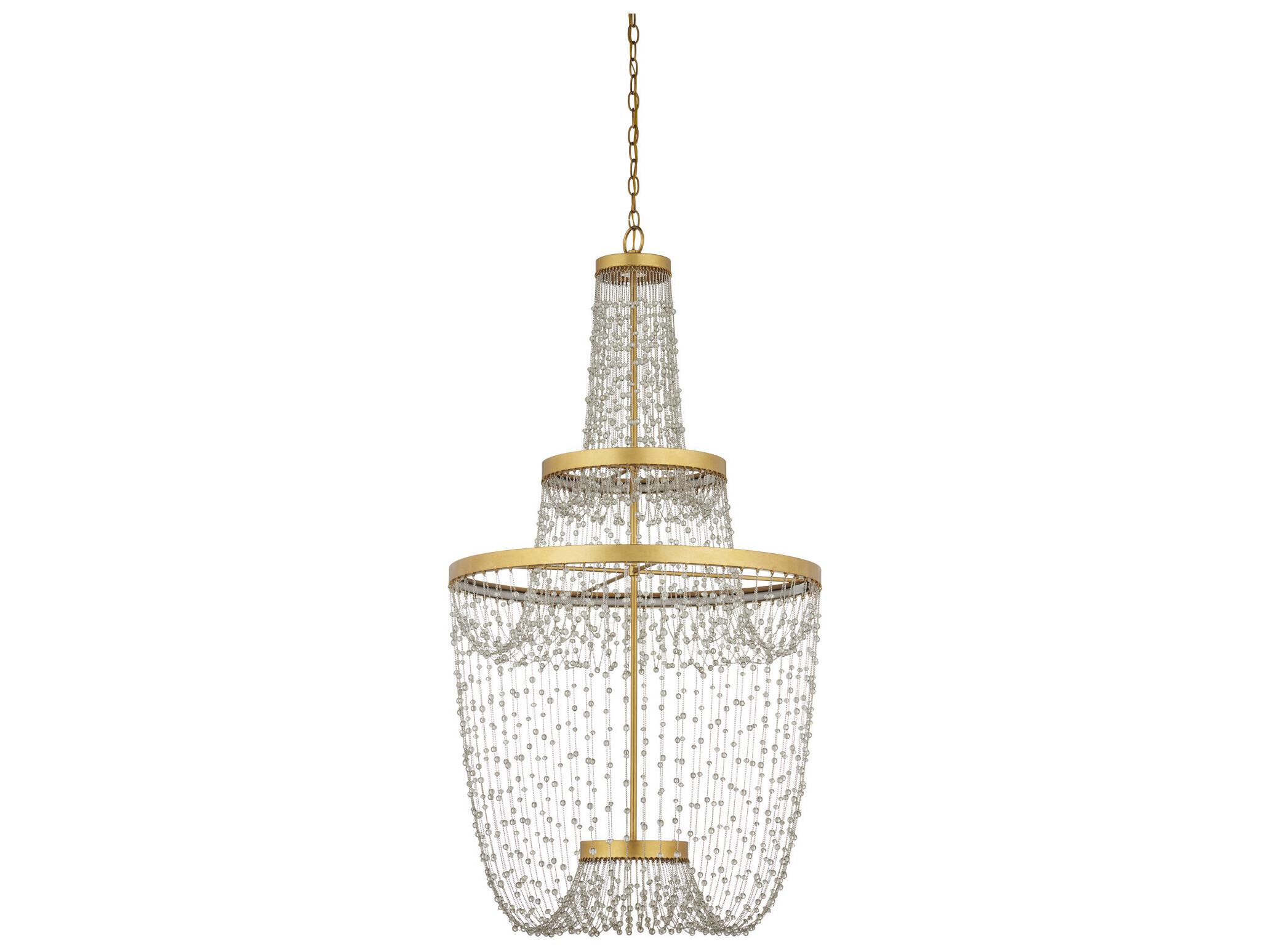 Currey & Company Mademoiselle 3-Light Polished Gold Tiered Chandelier