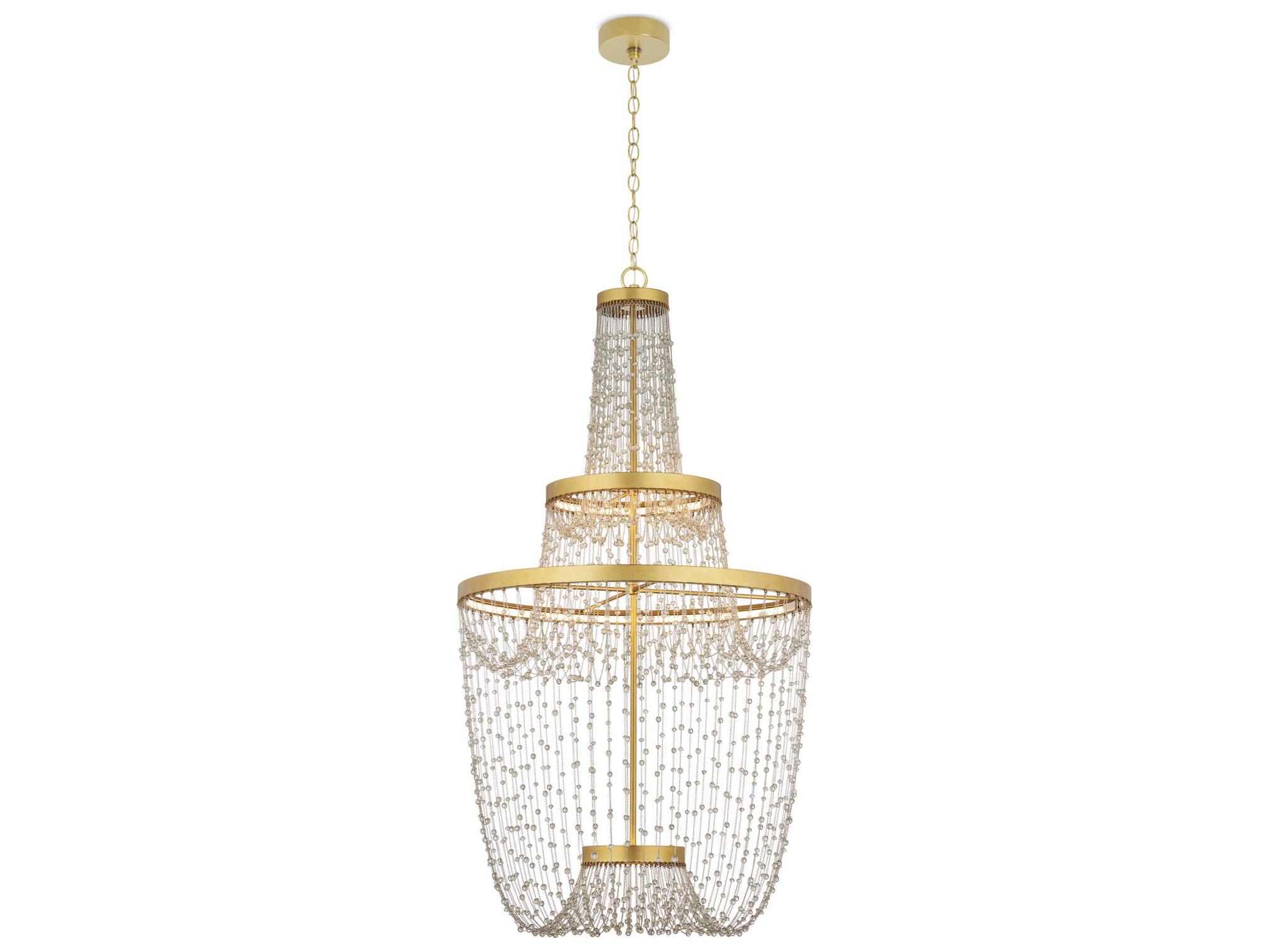Currey & Company Mademoiselle 3-Light Polished Gold Tiered Chandelier