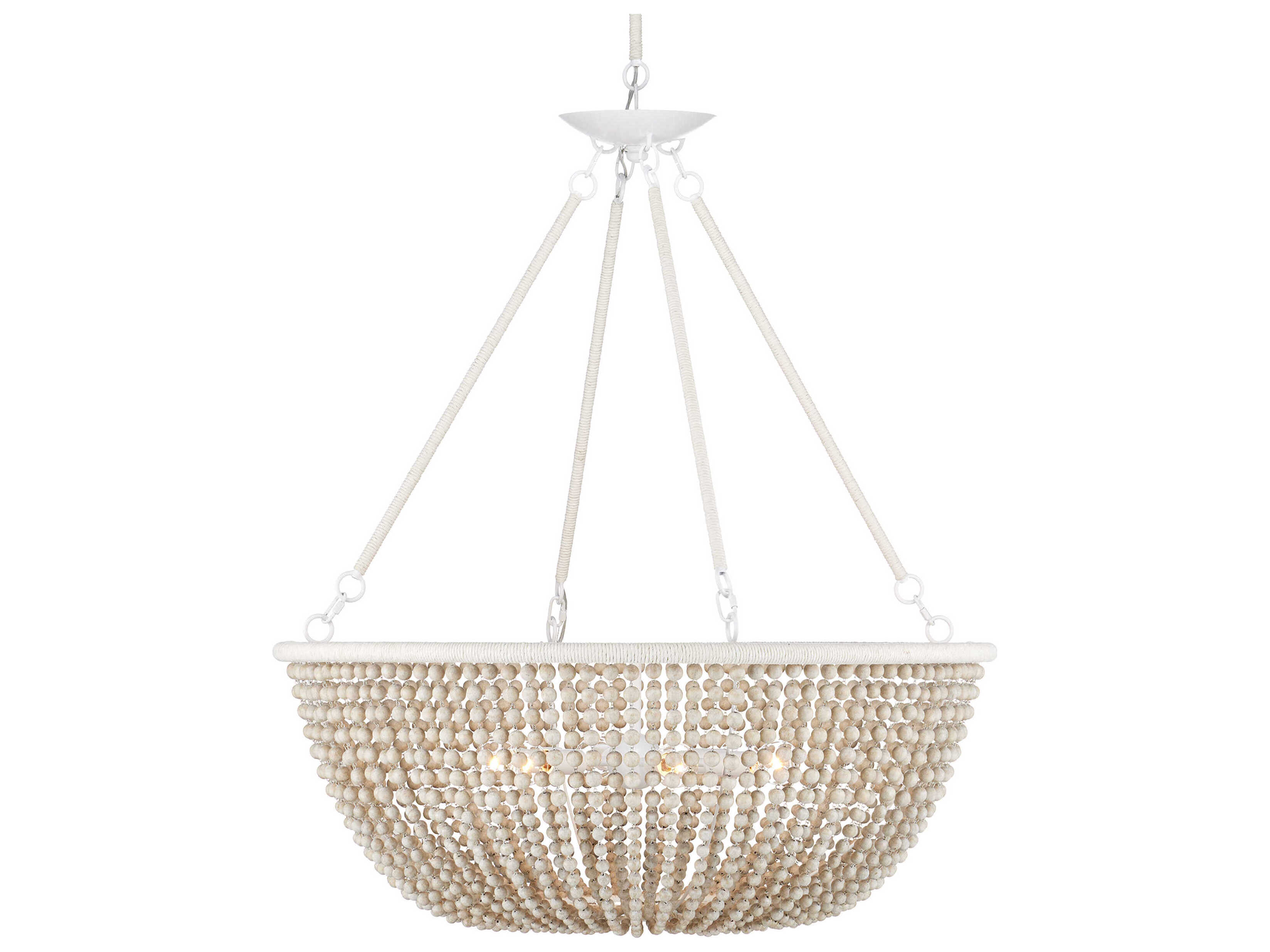 Currey & Company Wychwood 6-Light Polished White Bowl Chandelier