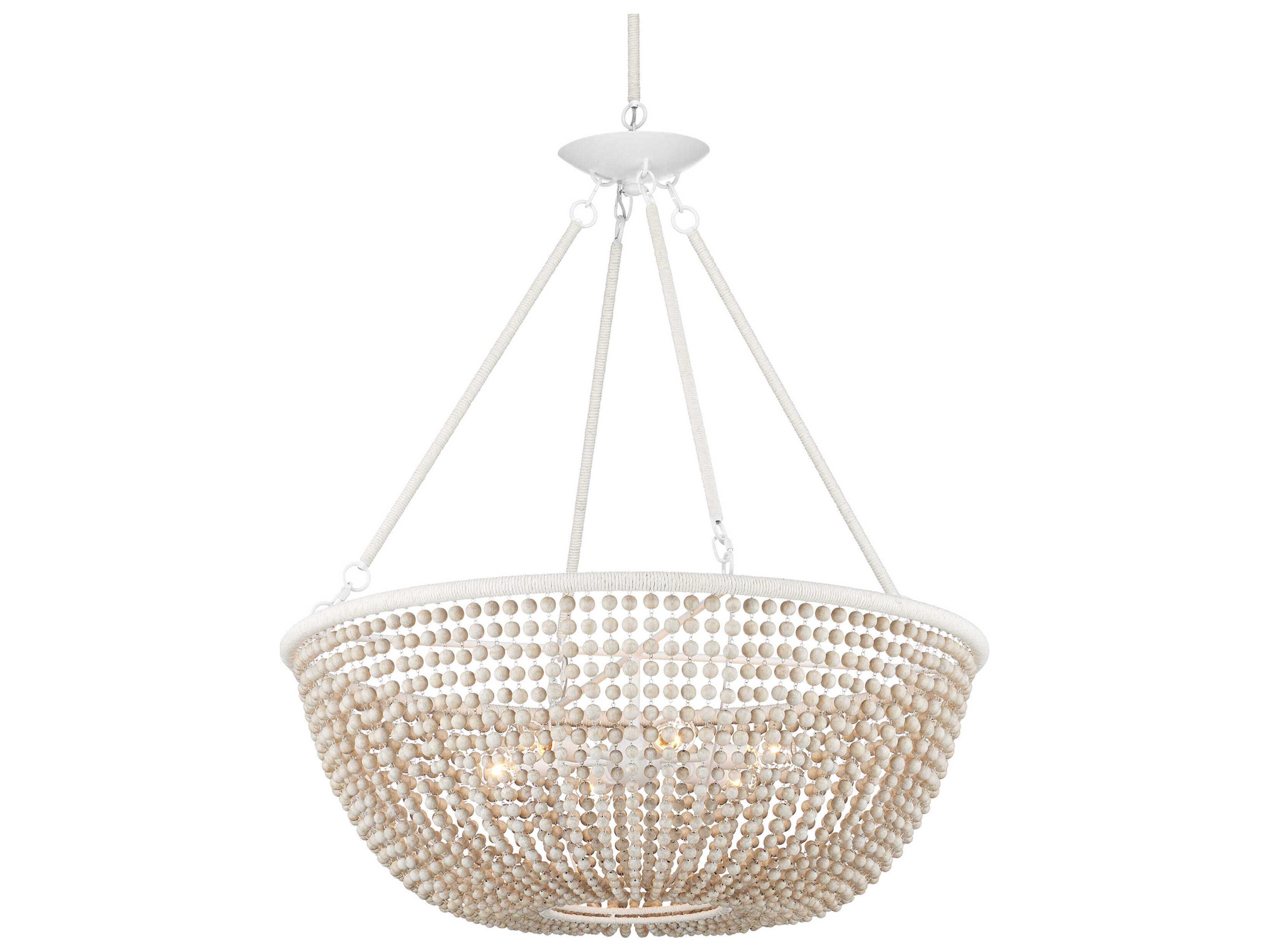 Currey & Company Wychwood 6-Light Polished White Bowl Chandelier
