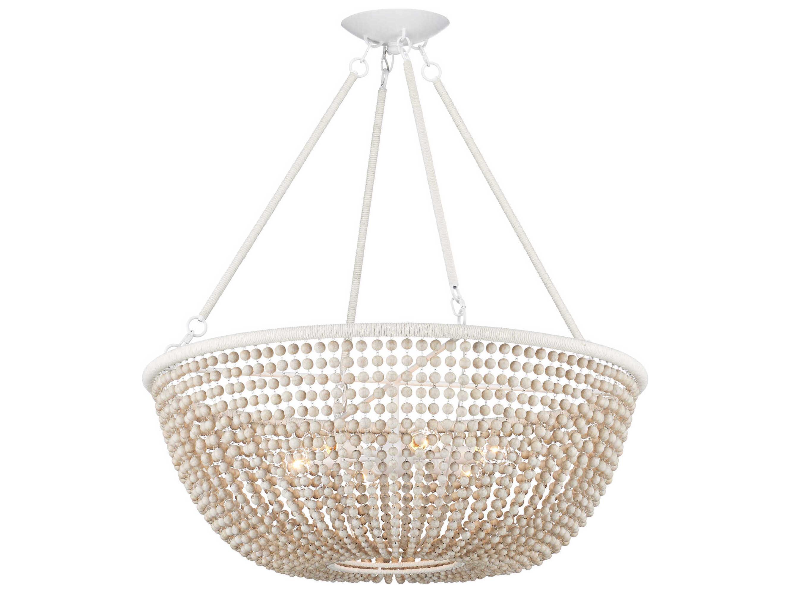 Currey & Company Wychwood 6-Light Polished White Bowl Chandelier