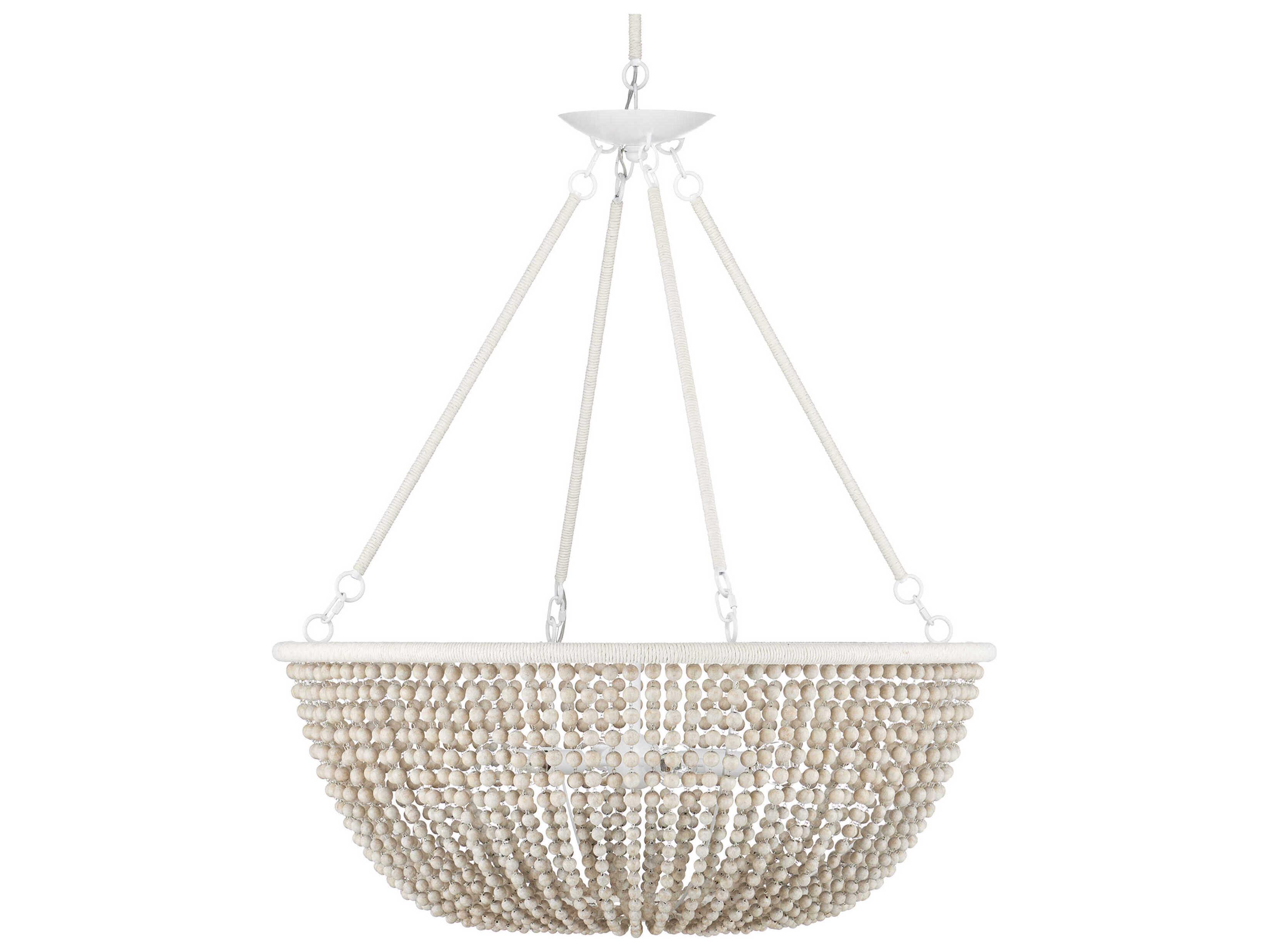 Currey & Company Wychwood 6-Light Polished White Bowl Chandelier