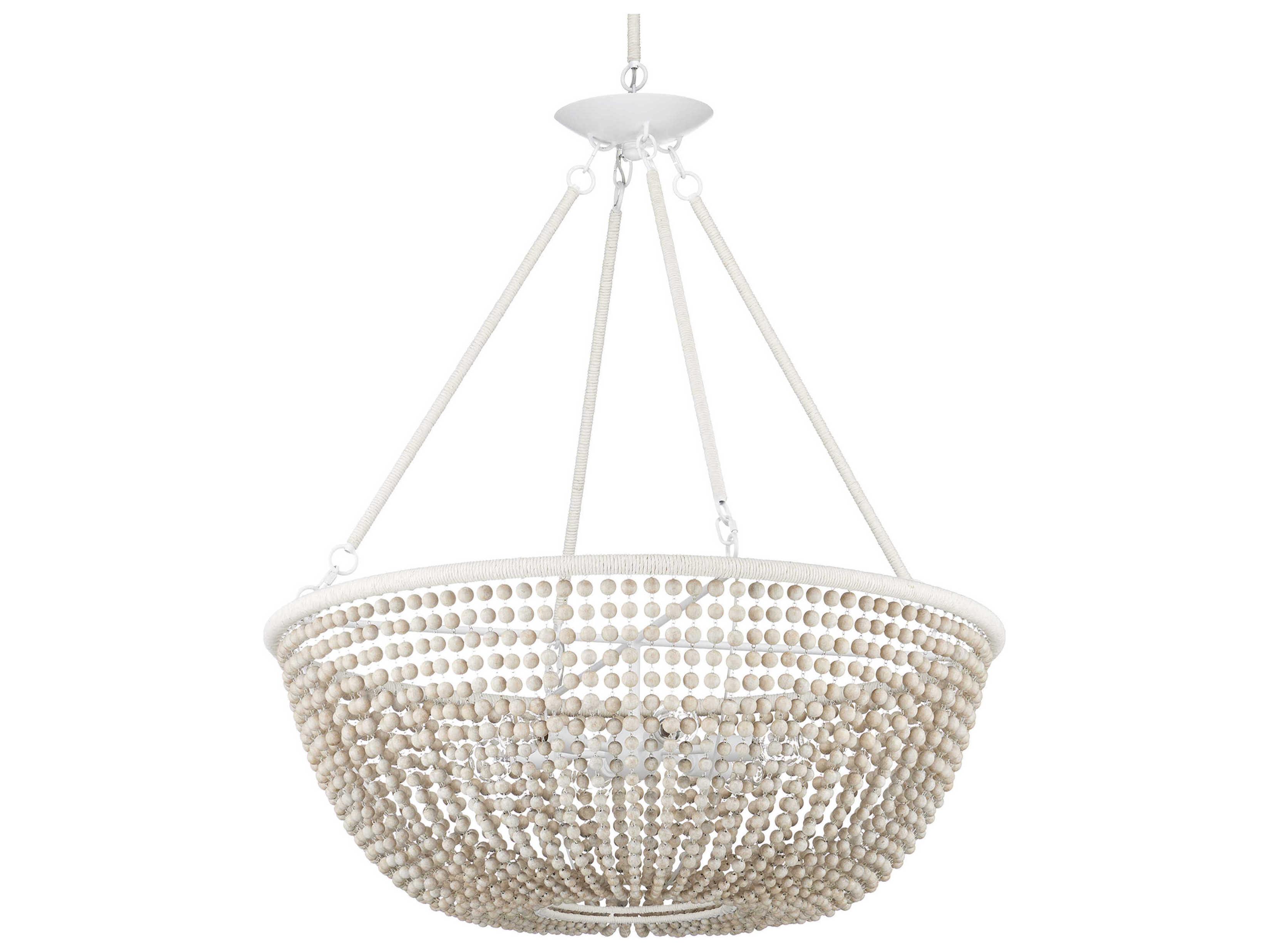 Currey & Company Wychwood 6-Light Polished White Bowl Chandelier