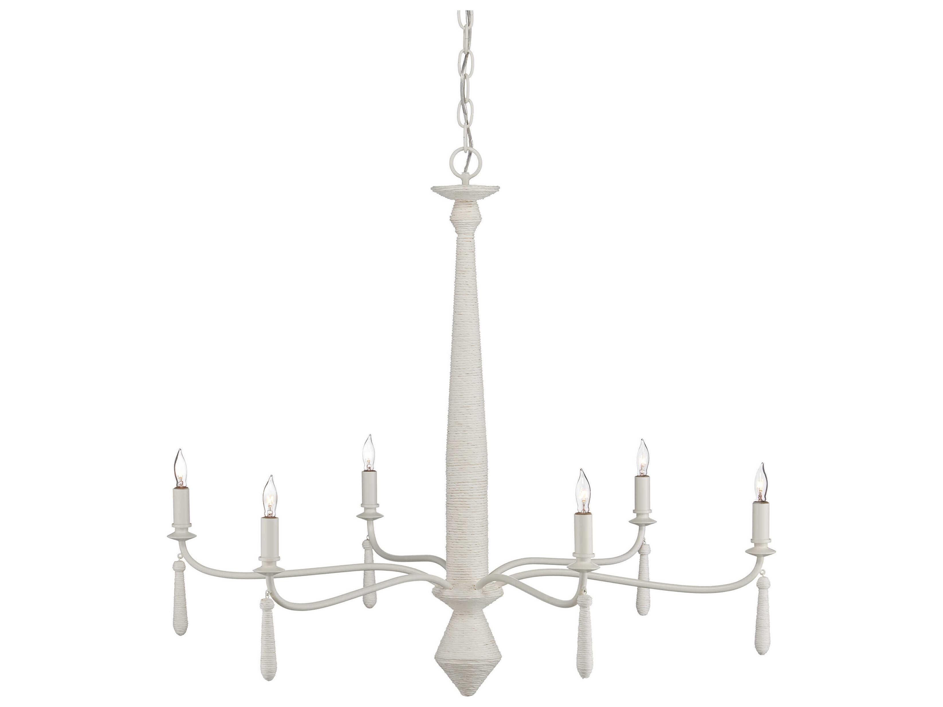 Currey & Company Donnybrook 6-Light Textured Ivory White Candelabra Chandelier