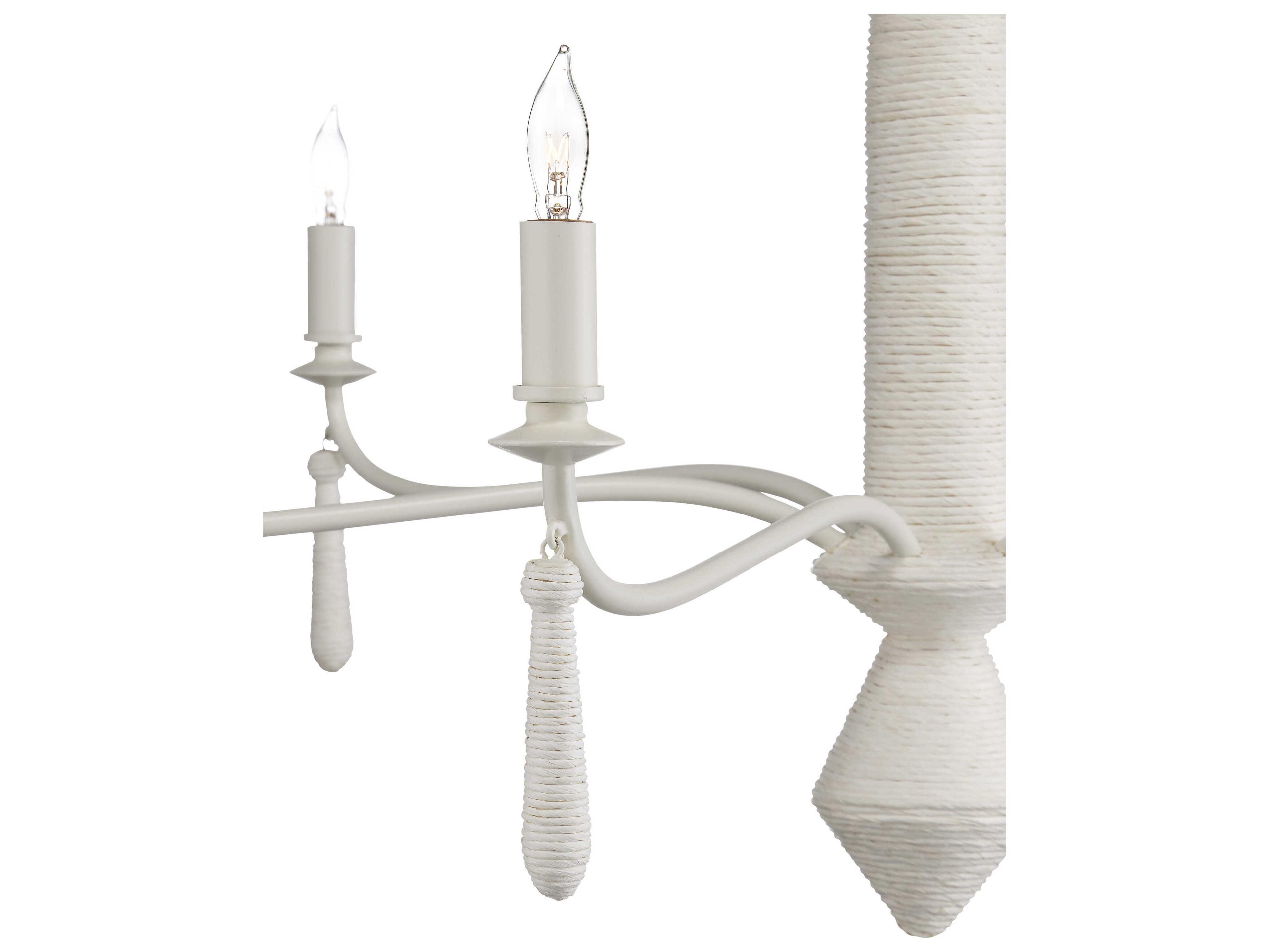 Currey & Company Donnybrook 6-Light Textured Ivory White Candelabra Chandelier