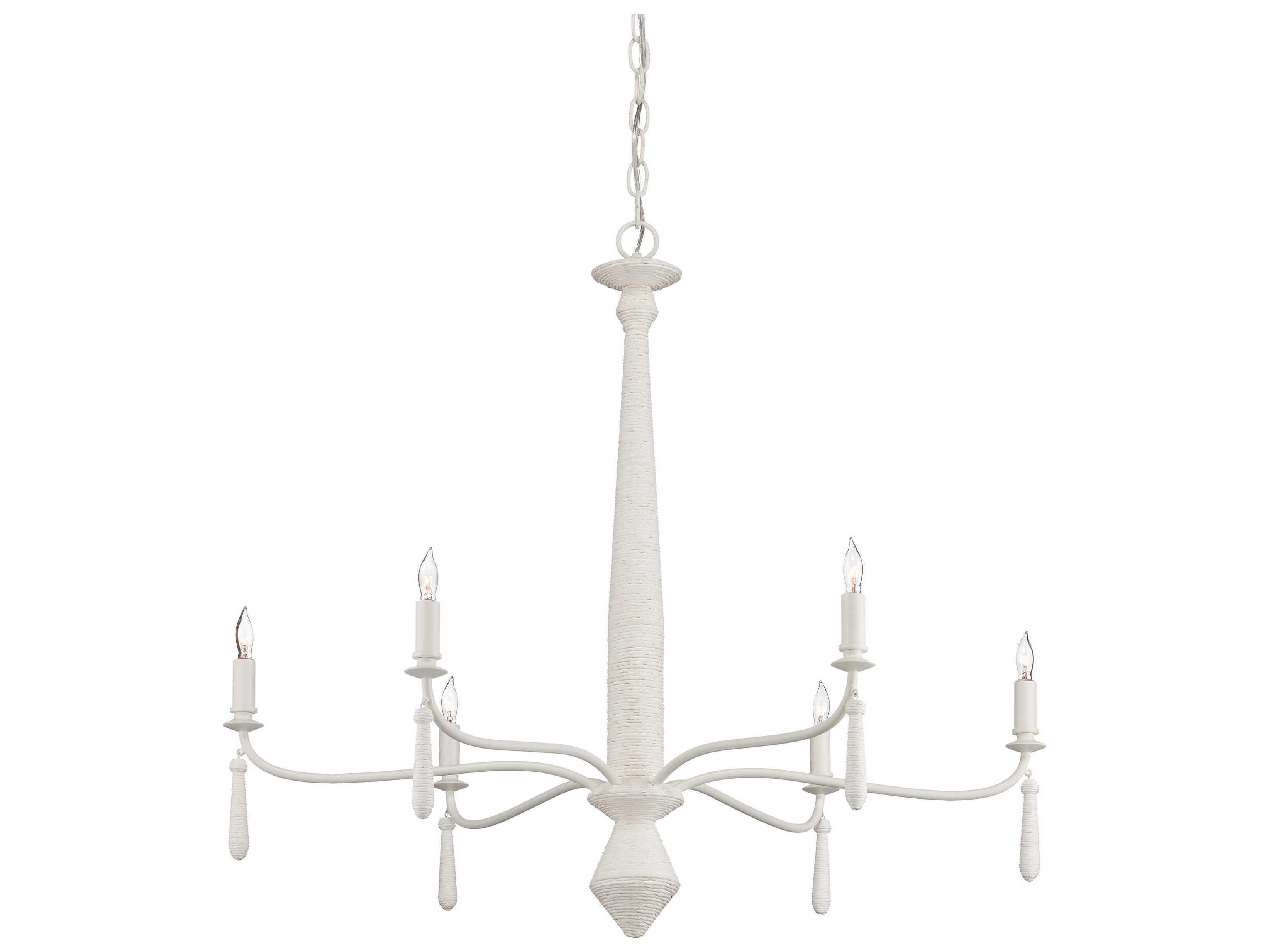 Currey & Company Donnybrook 6-Light Textured Ivory White Candelabra Chandelier