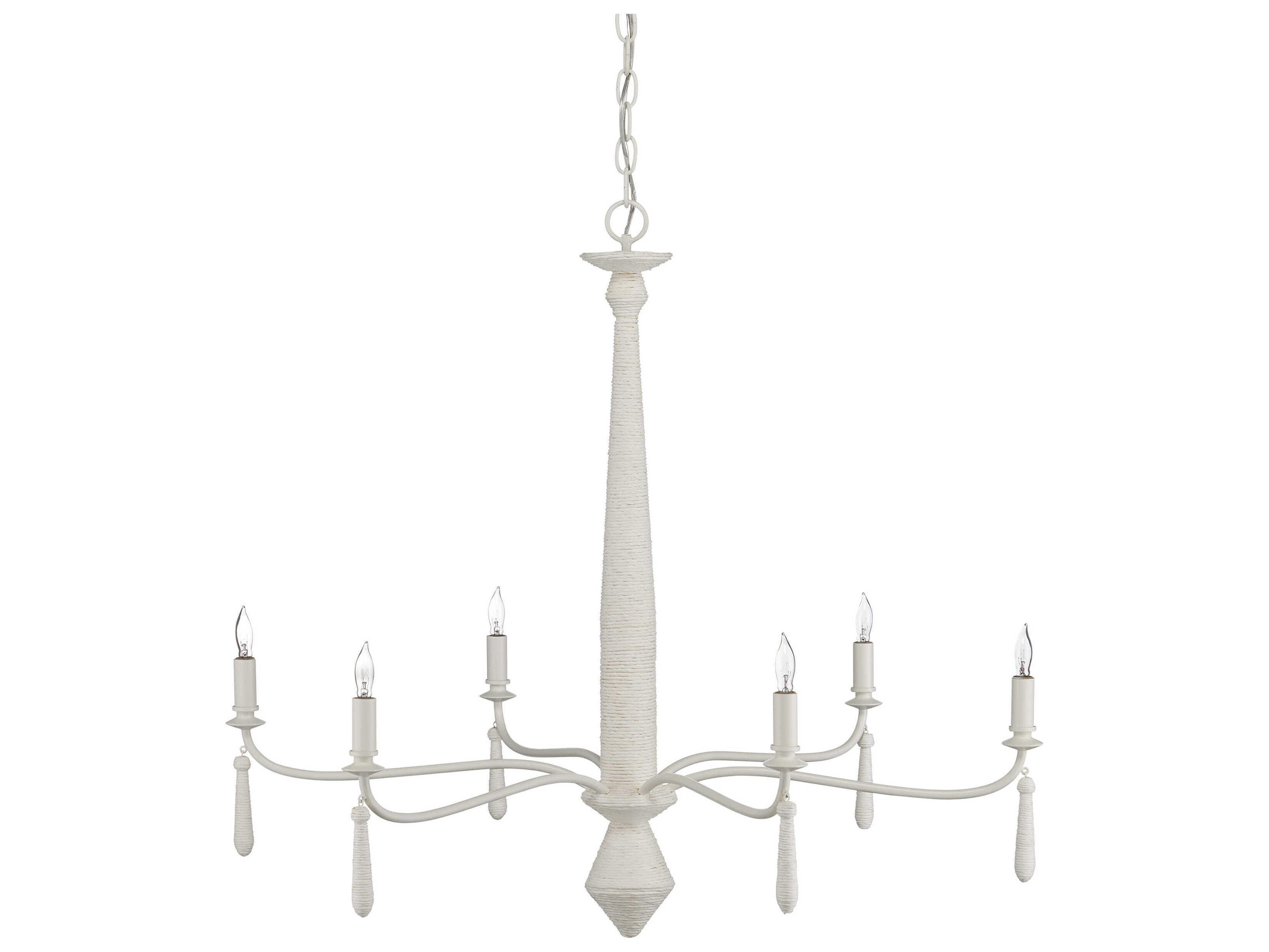 Currey & Company Donnybrook 6-Light Textured Ivory White Candelabra Chandelier