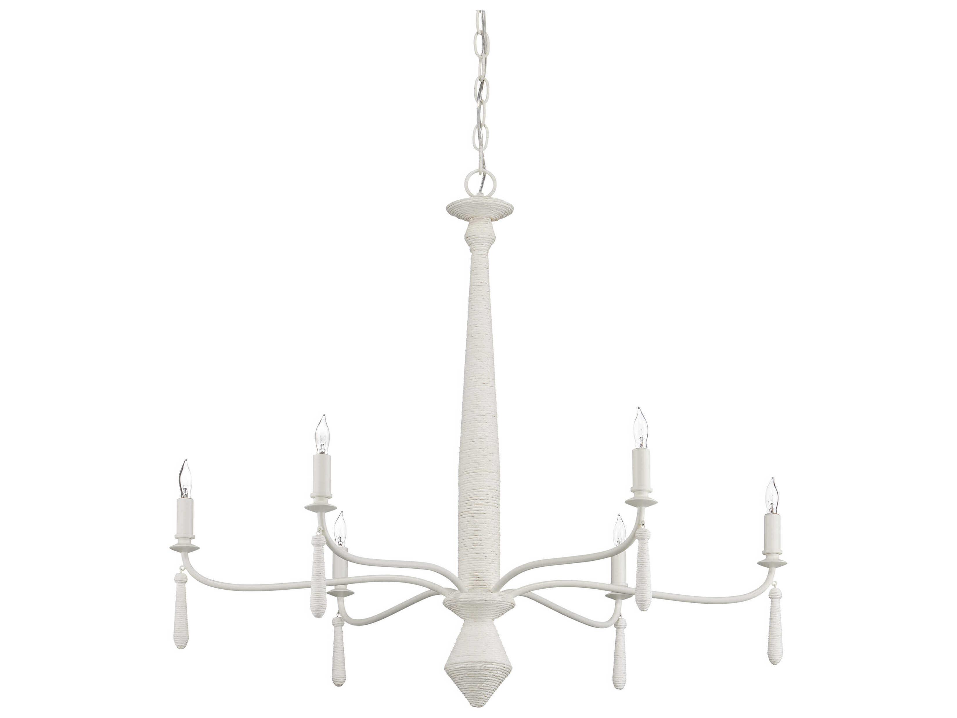 Currey & Company Donnybrook 6-Light Textured Ivory White Candelabra Chandelier