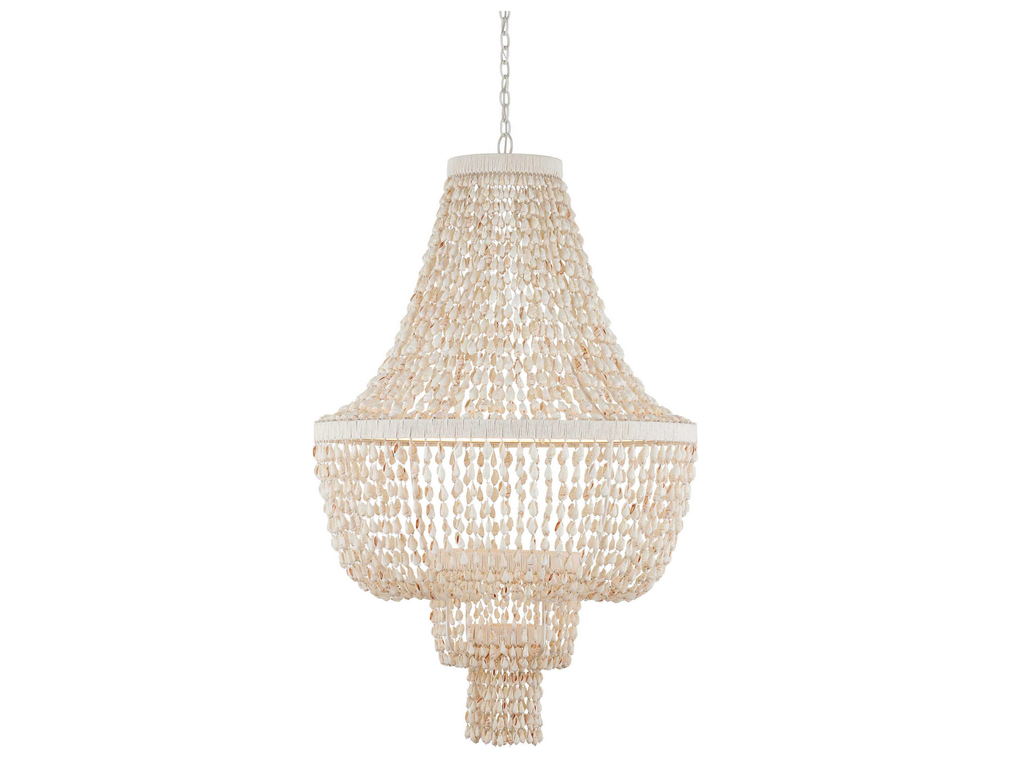 Currey & Company Cybele 2-Light Textured Ivory Off White Empire Chandelier