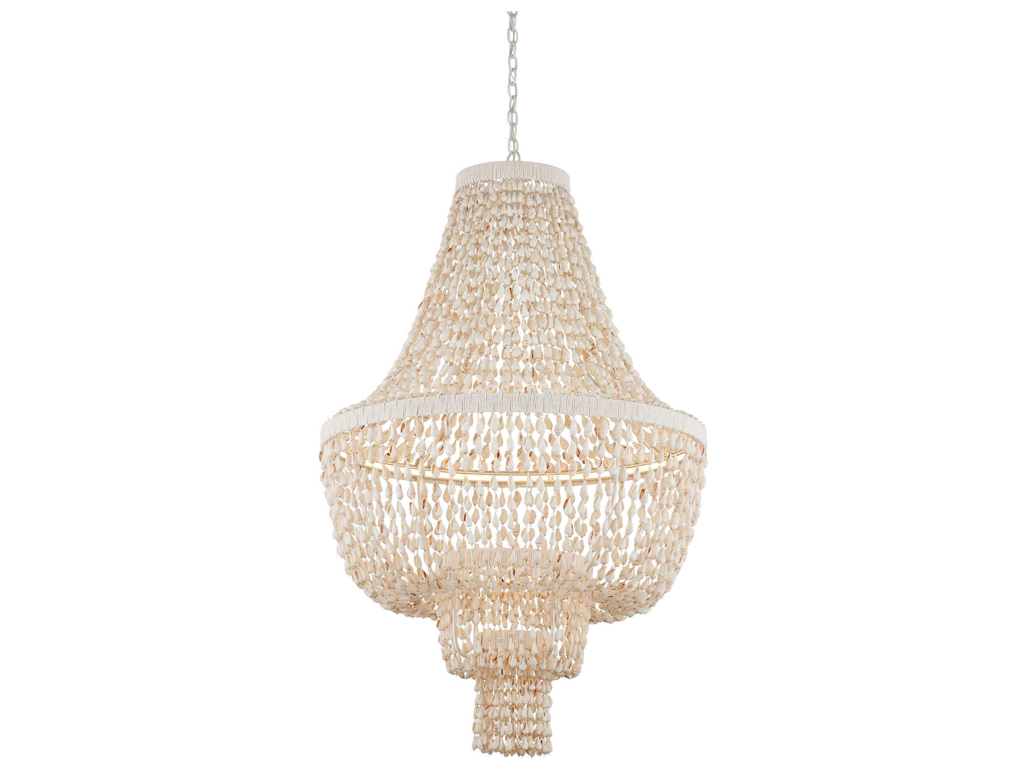 Currey & Company Cybele 2-Light Textured Ivory Off White Empire Chandelier