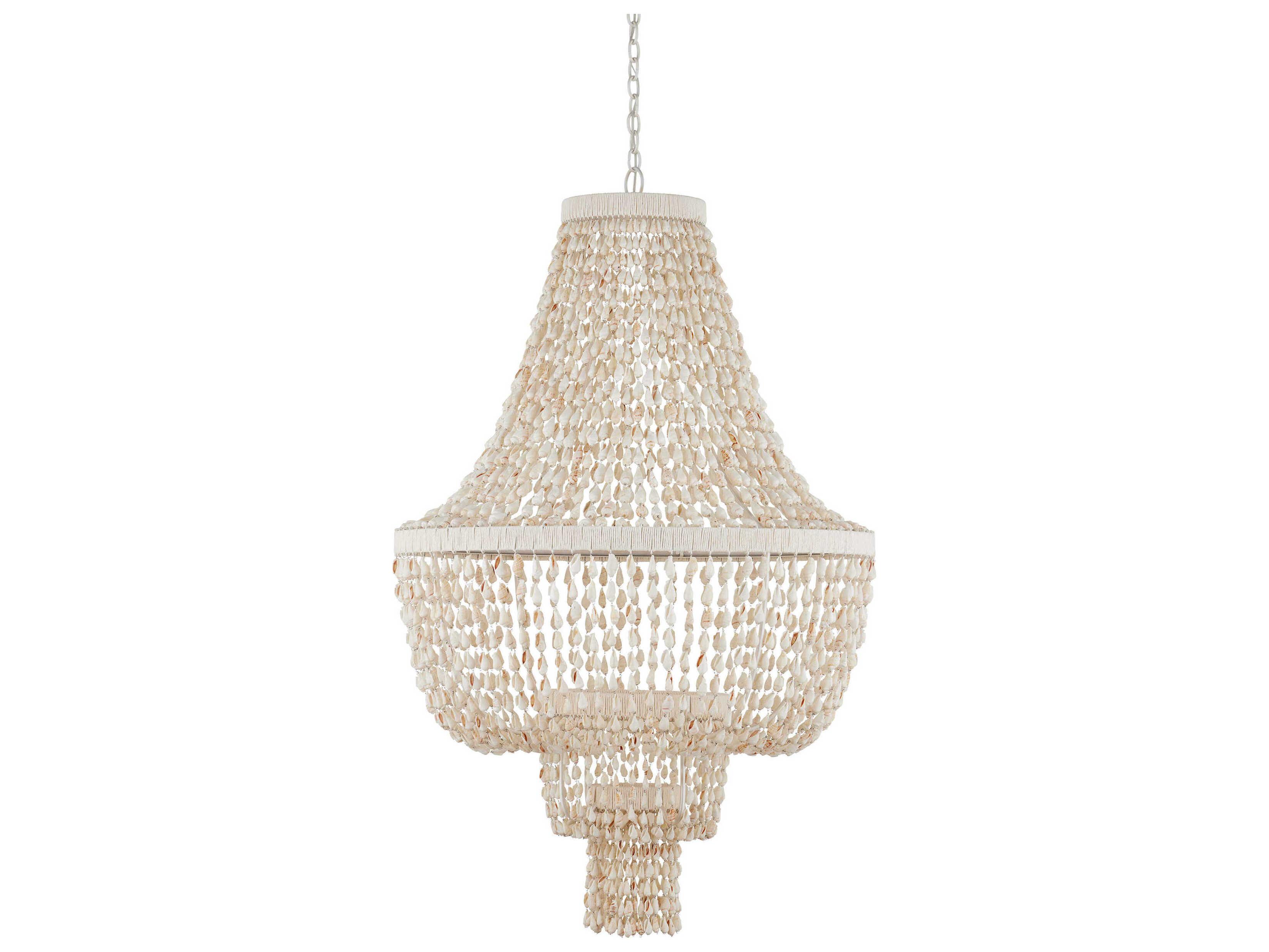 Currey & Company Cybele 2-Light Textured Ivory Off White Empire Chandelier