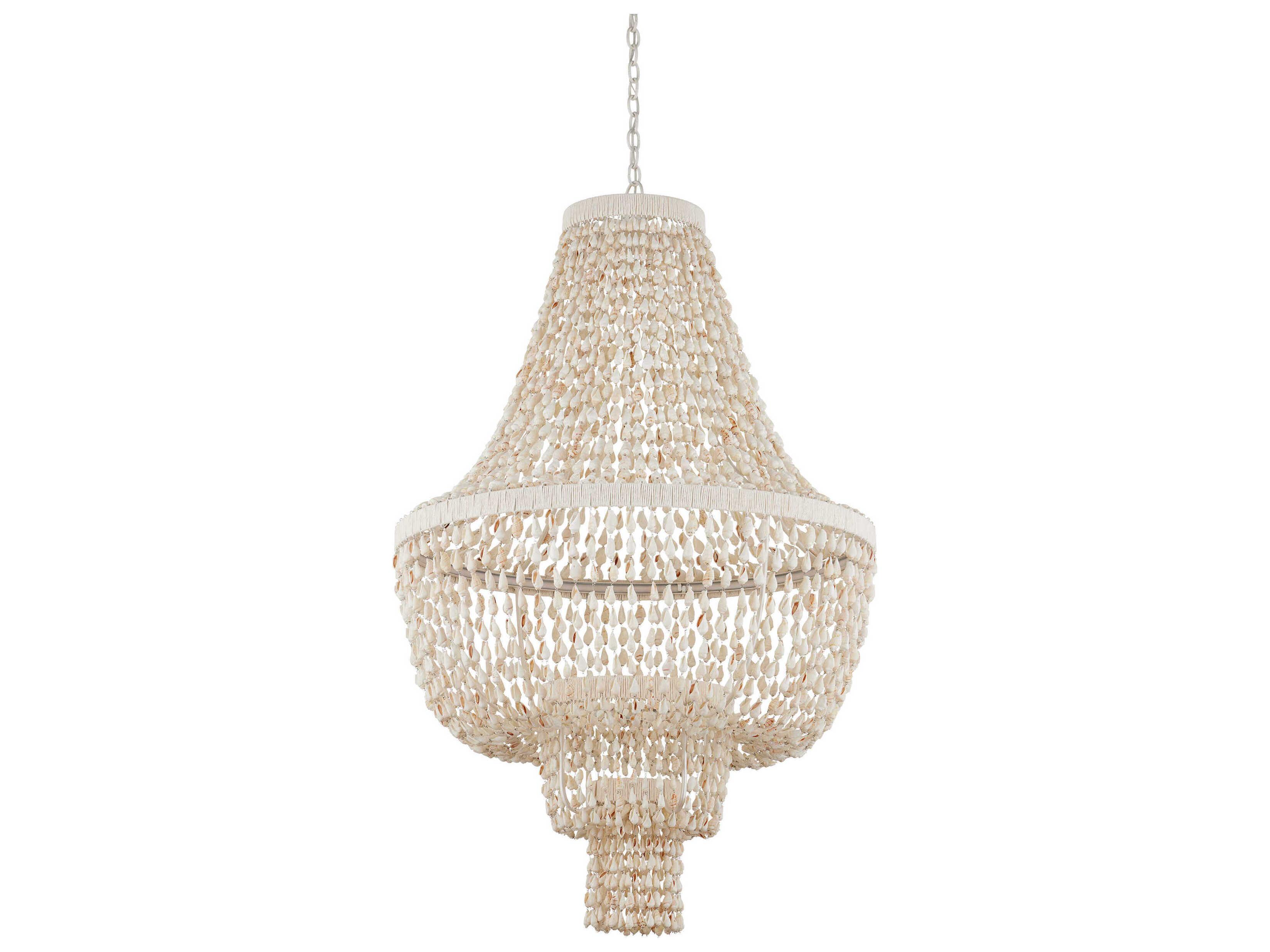 Currey & Company Cybele 2-Light Textured Ivory Off White Empire Chandelier