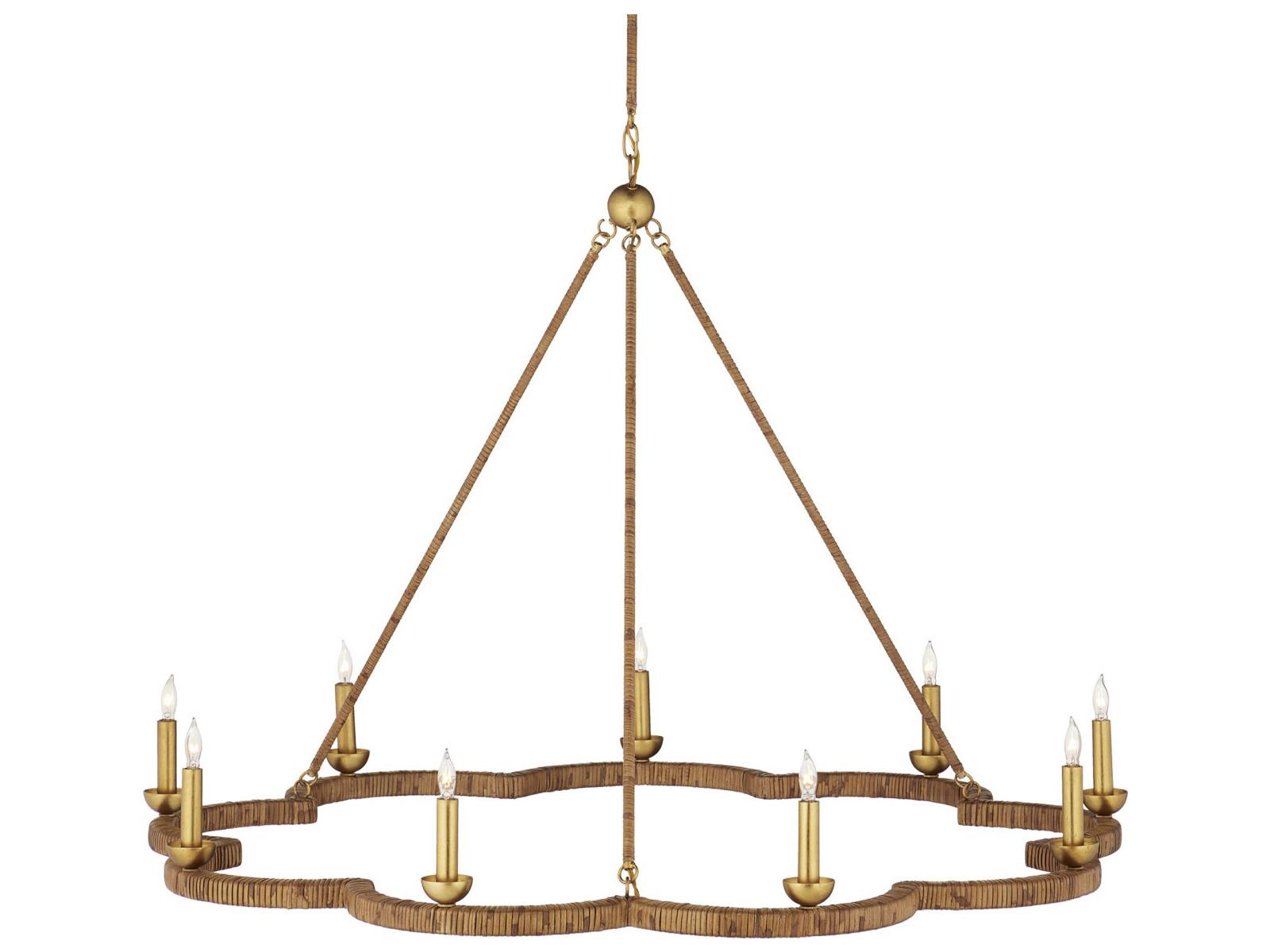 Currey & Company Savoie 9-Light Natural Contemporary Gold Leaf Candelabra Chandelier