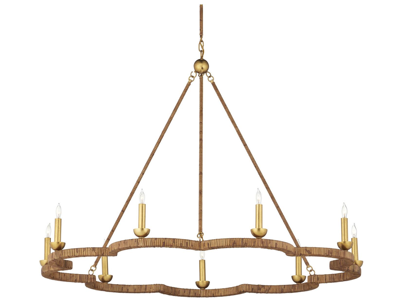Currey & Company Savoie 9-Light Natural Contemporary Gold Leaf Candelabra Chandelier
