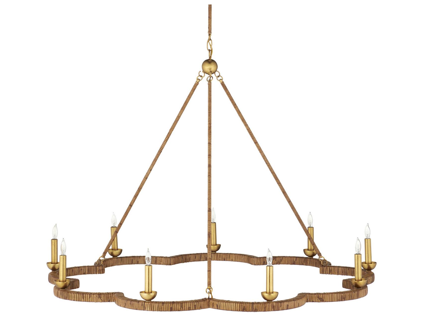 Currey & Company Savoie 9-Light Natural Contemporary Gold Leaf Candelabra Chandelier