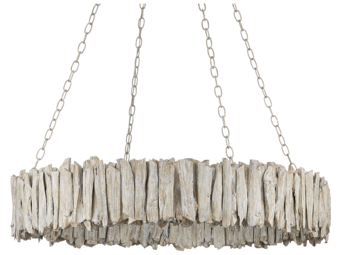 Currey & Company Driftwood 8-Light Whitewash Round Chandelier