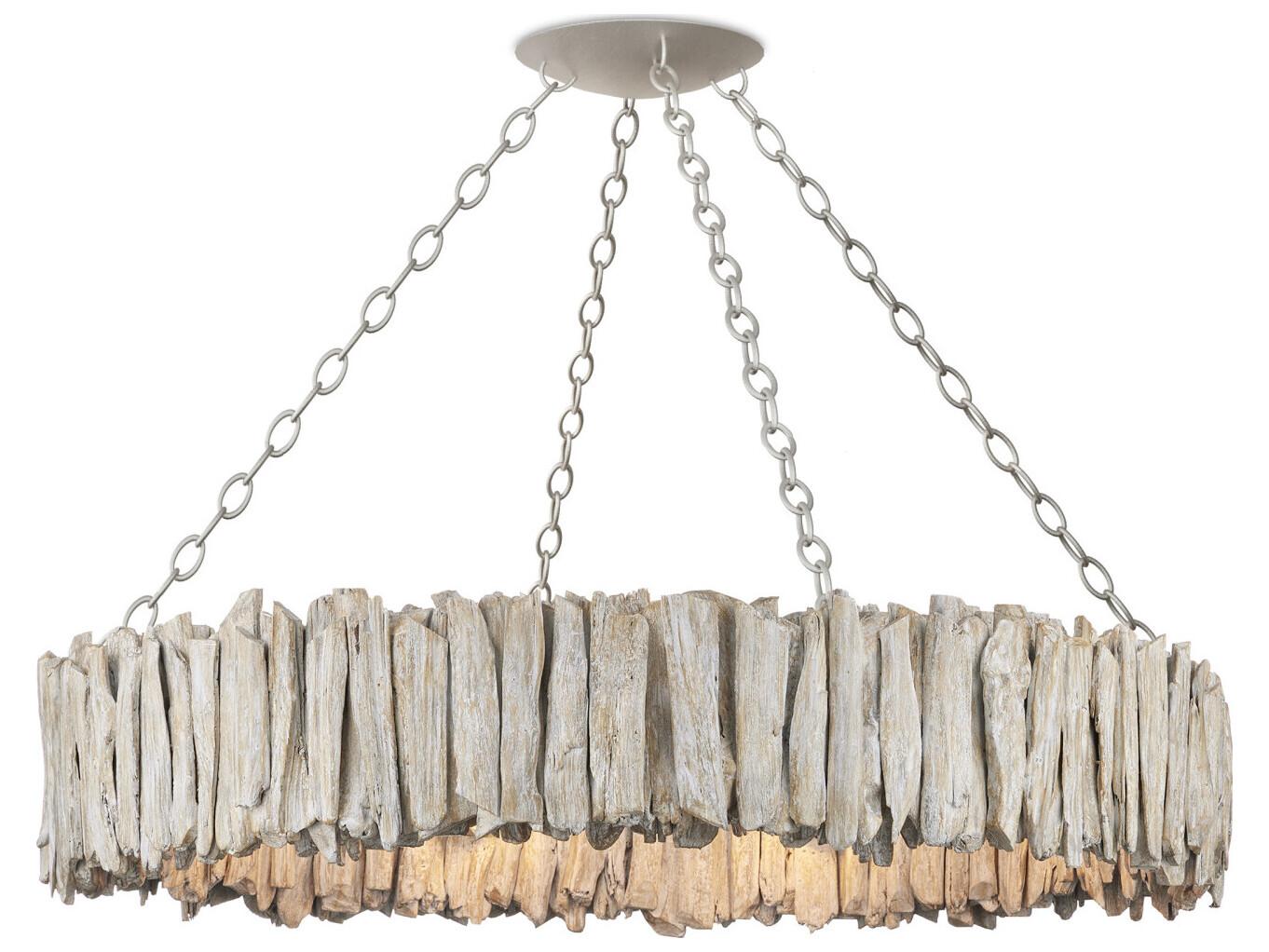 Currey & Company Driftwood 8-Light Whitewash Round Chandelier