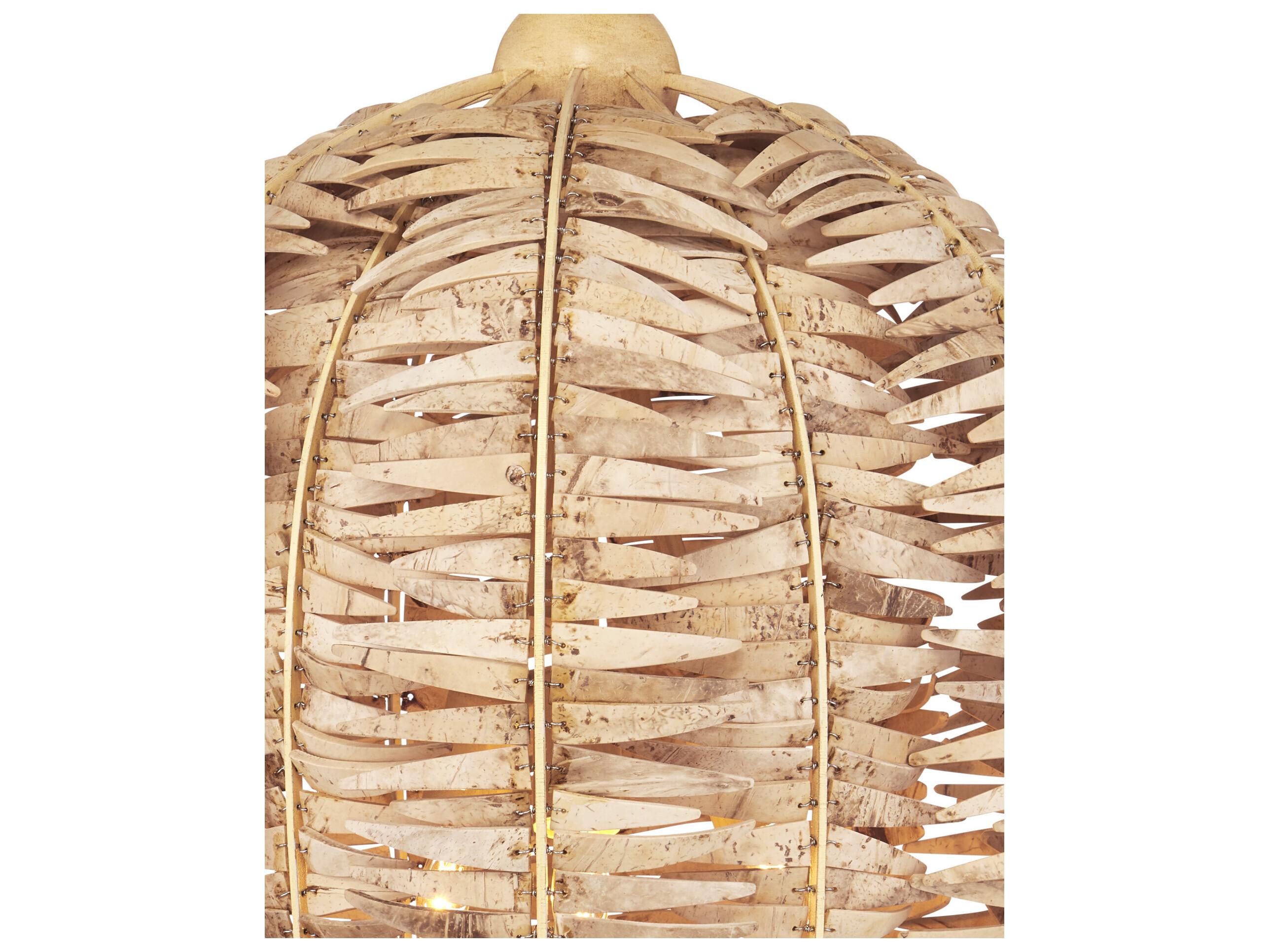 Currey & Company Tiptur 3-Light Natural Coco Cream Brown Pendant