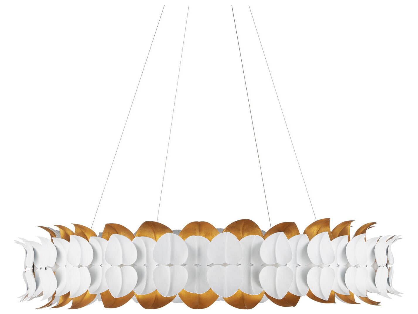 Currey & Company Aventine 1-Light Gesso White Contemporary Gold Round Pendant