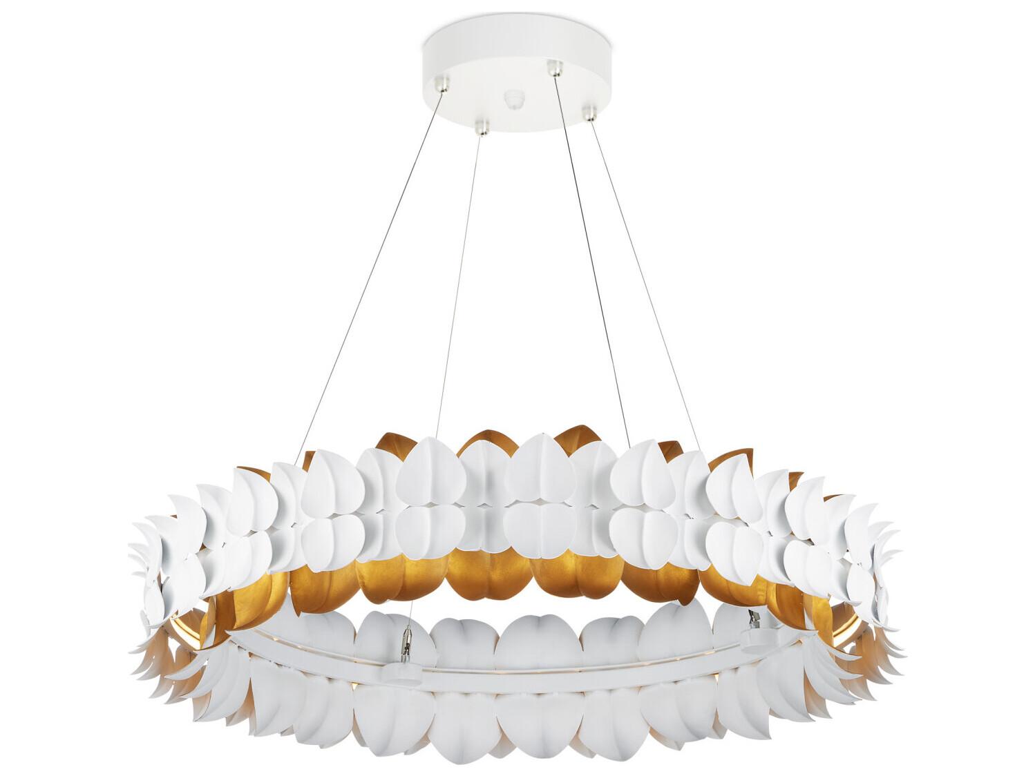 Currey & Company Aventine 1-Light Gesso White Contemporary Gold Round Pendant