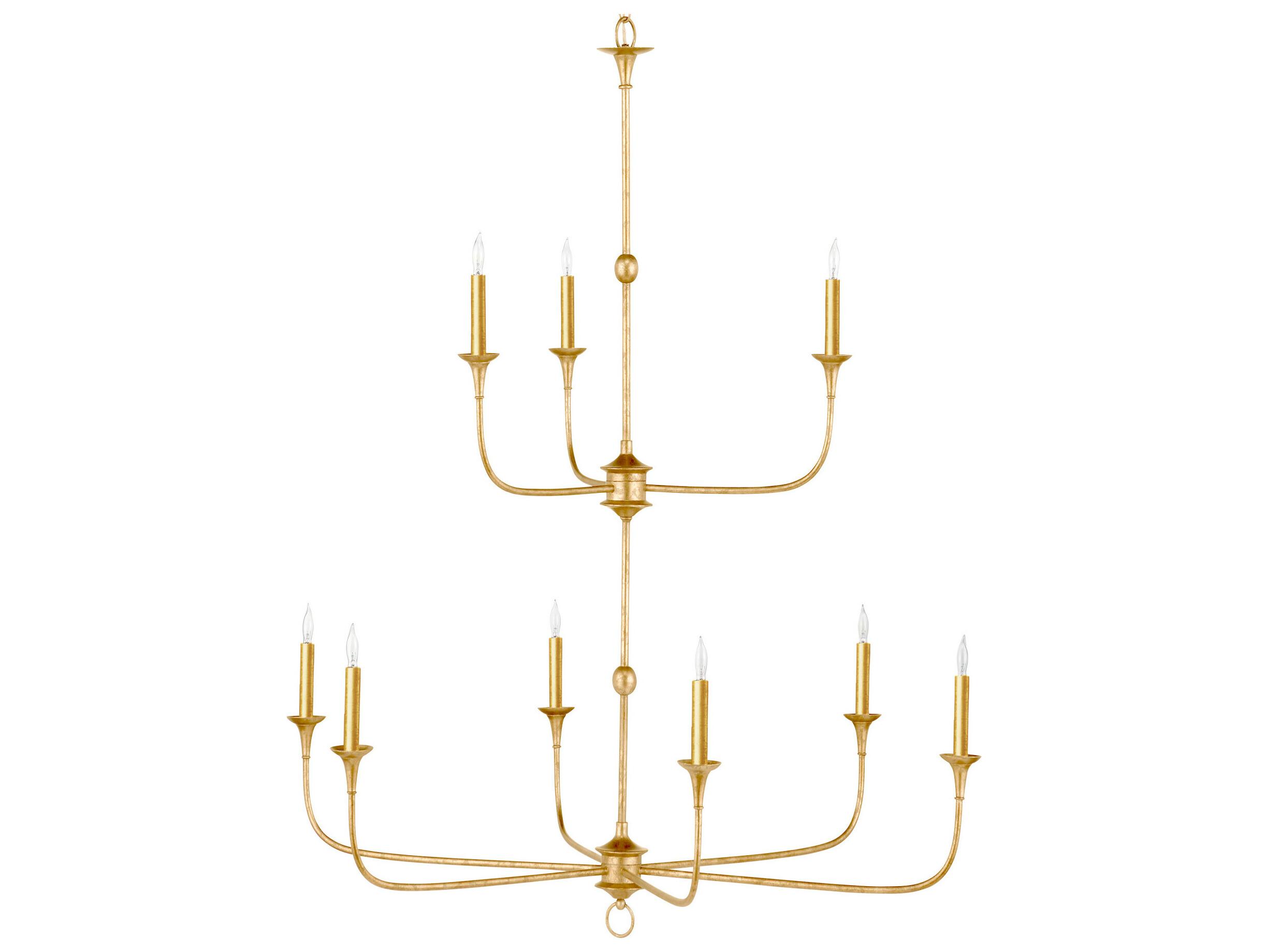 Currey & Company Nottaway 9-Light Satin Gold Candelabra Chandelier