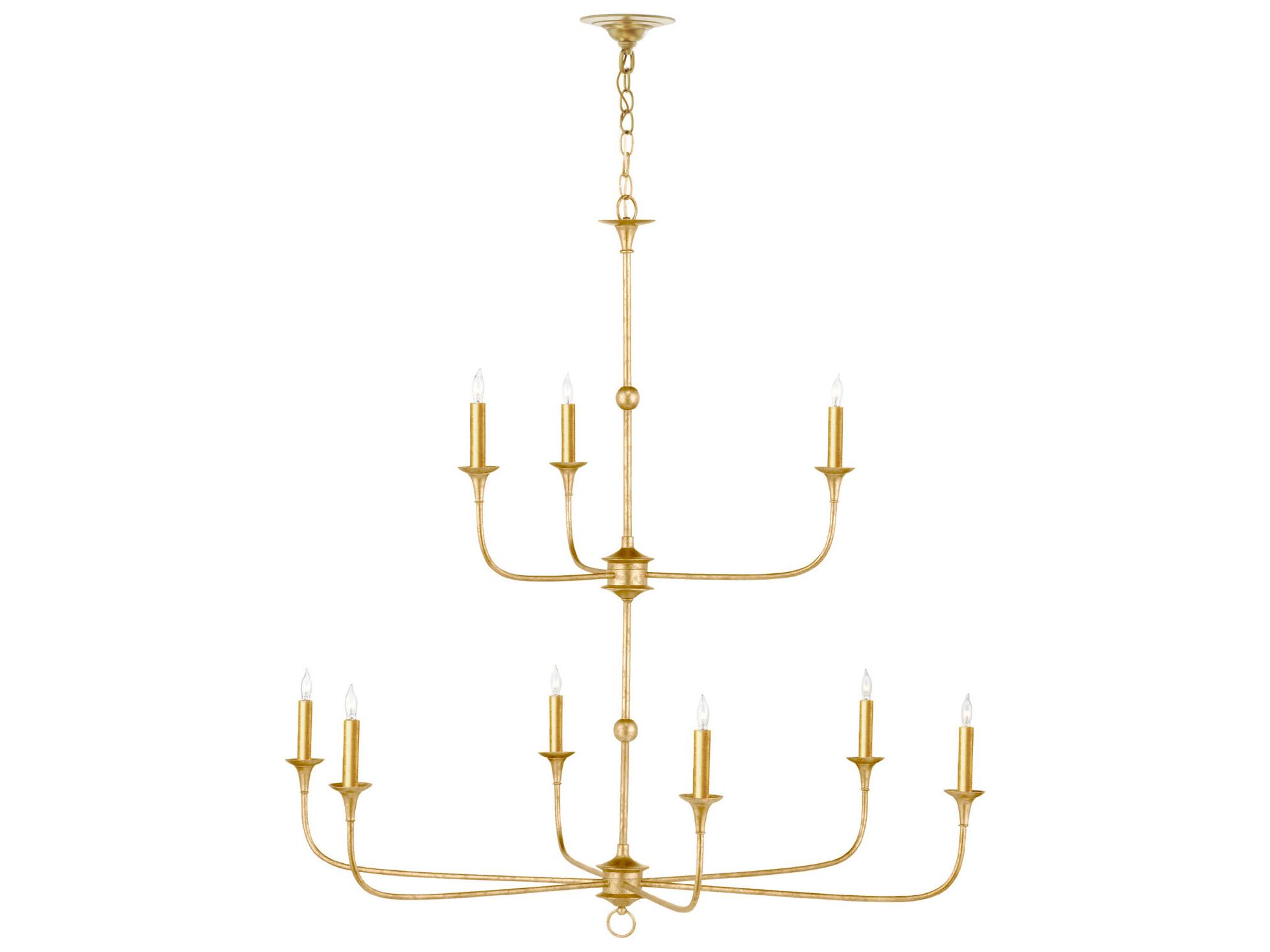 Currey & Company Nottaway 9-Light Satin Gold Candelabra Chandelier