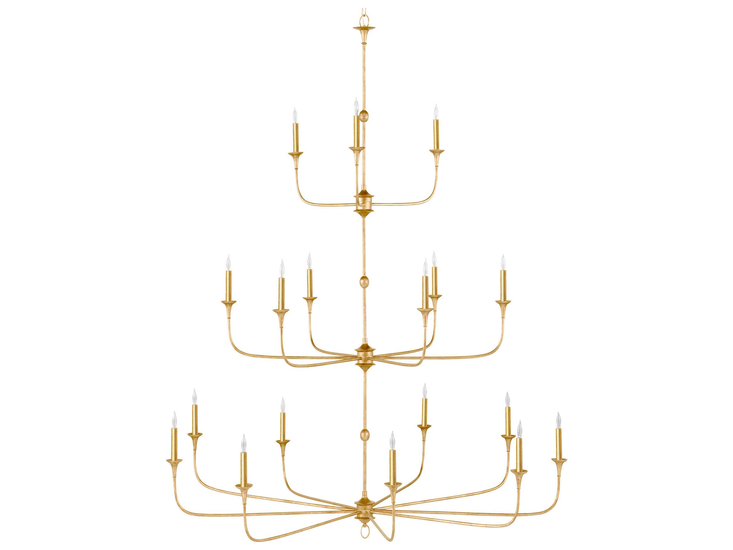 Currey & Company Nottaway 18-Light Satin Gold Candelabra Chandelier